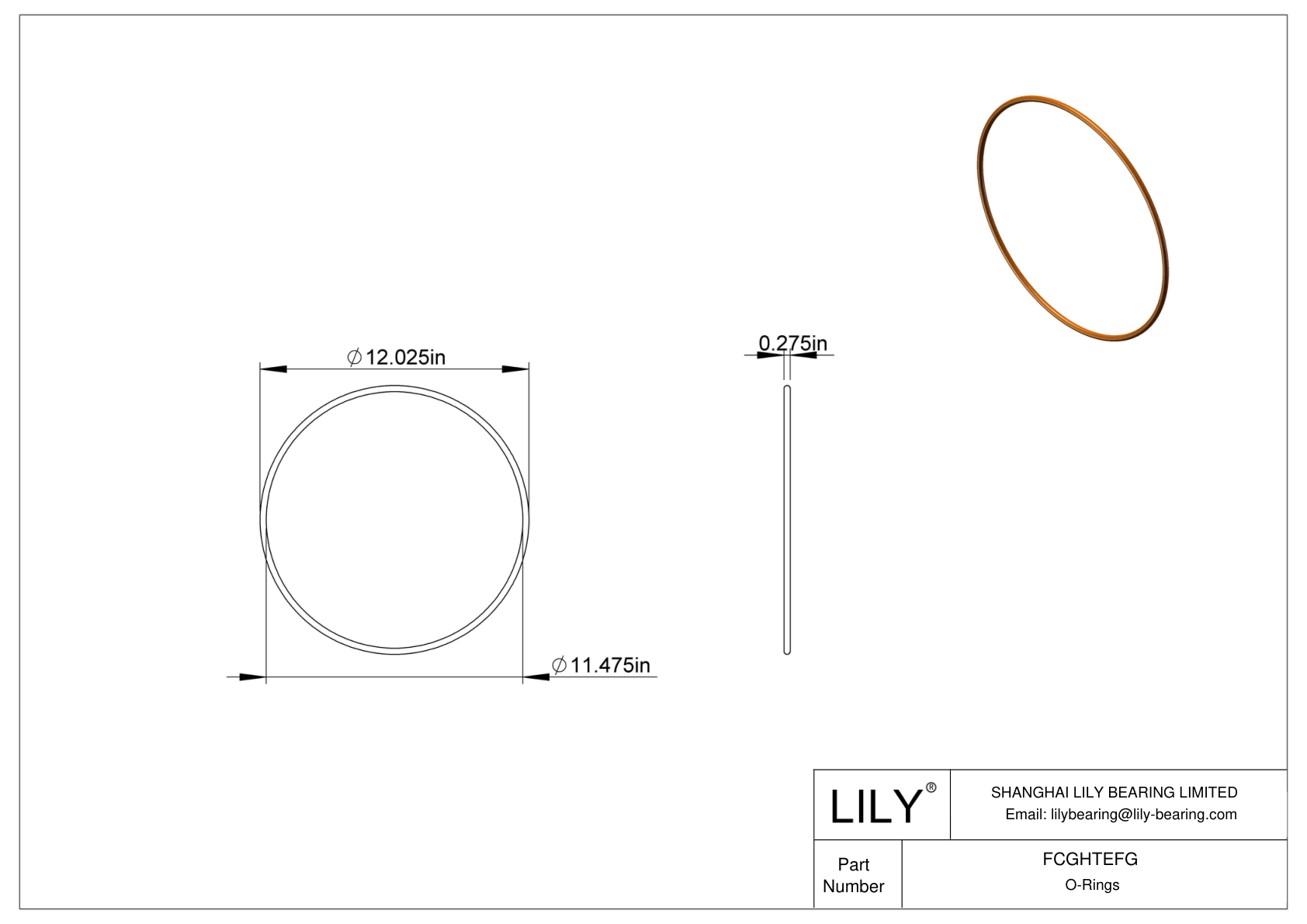 FCGHTEFG Chemical Resistant O-rings Round cad drawing