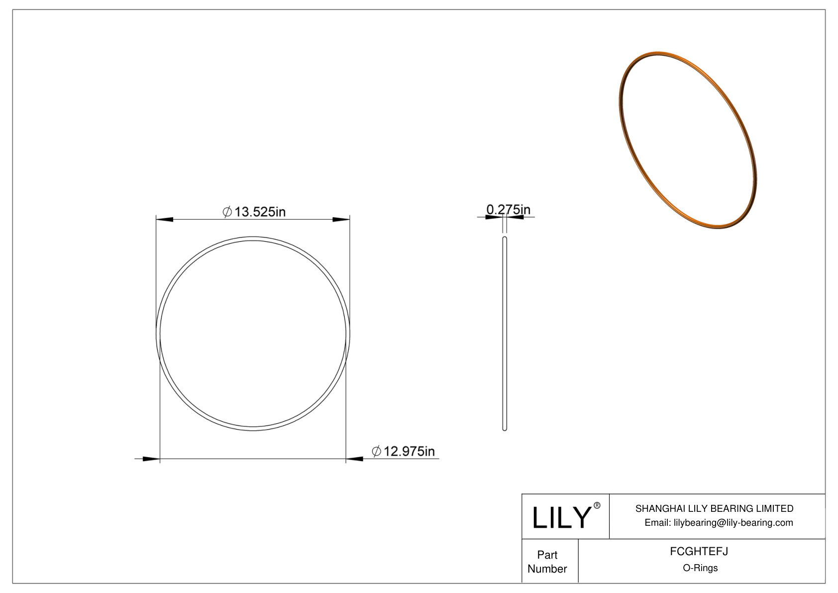 FCGHTEFJ Chemical Resistant O-rings Round cad drawing