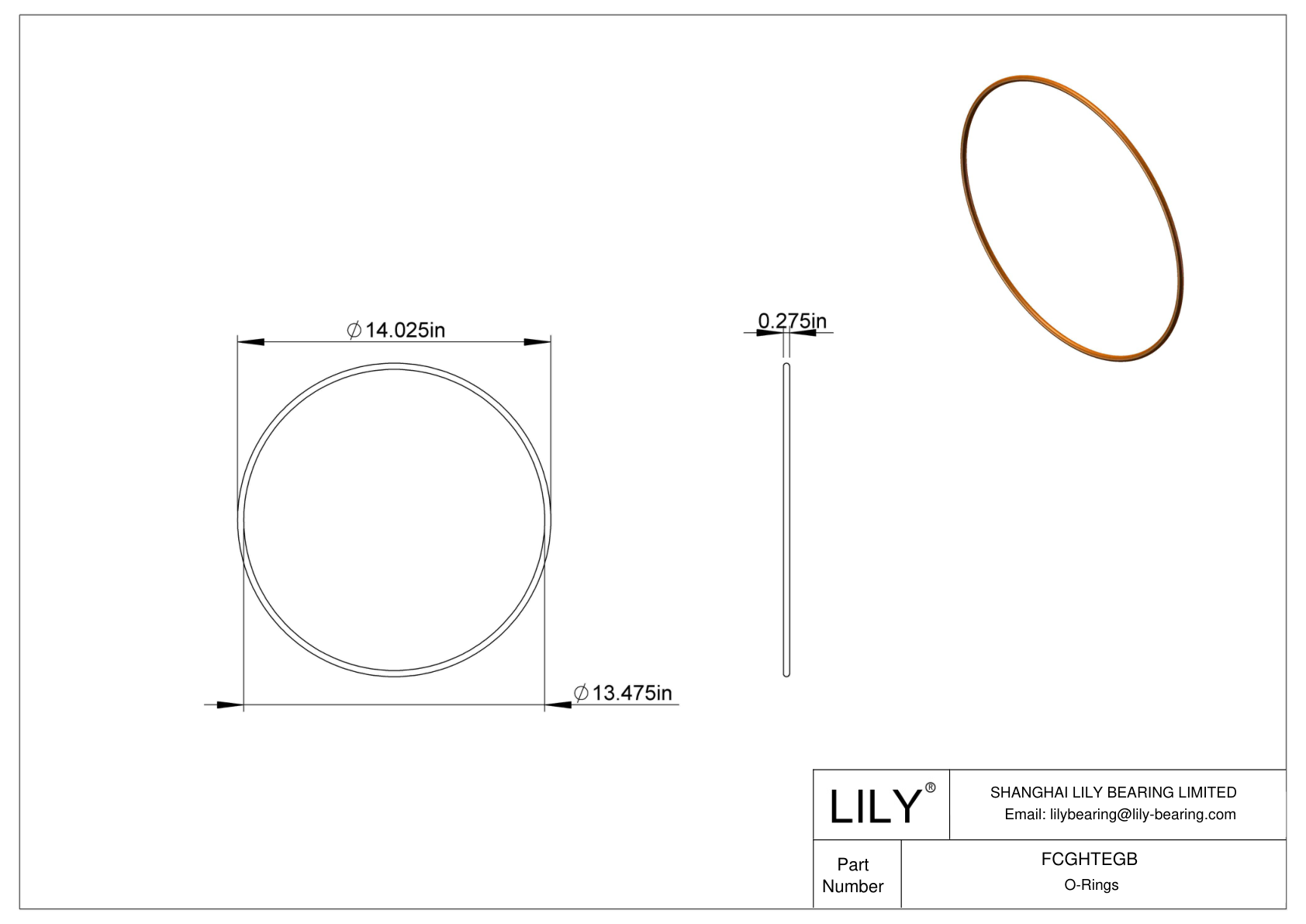 FCGHTEGB Chemical Resistant O-rings Round cad drawing