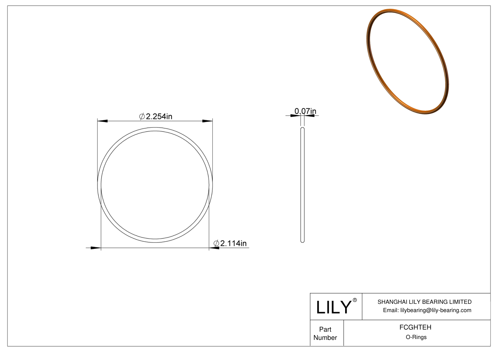 FCGHTEH Chemical Resistant O-rings Round cad drawing