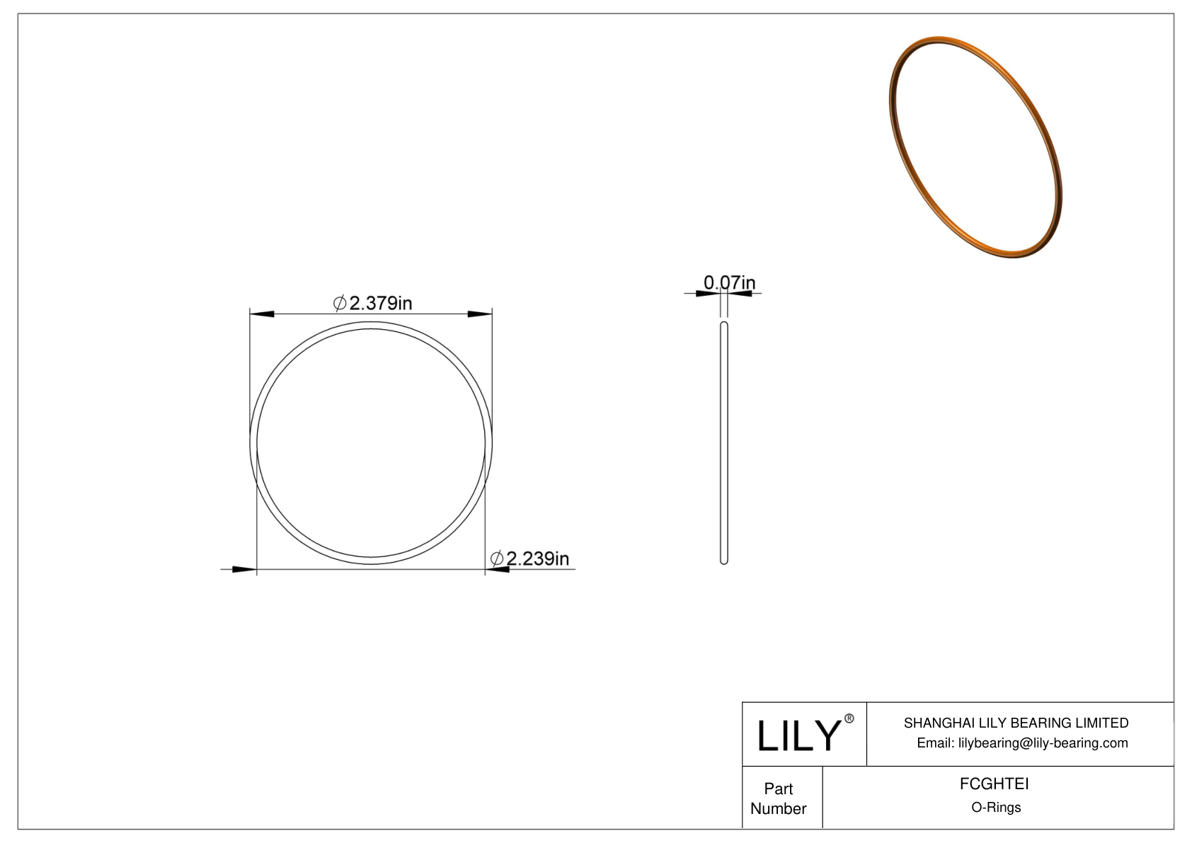 FCGHTEI Chemical Resistant O-rings Round cad drawing