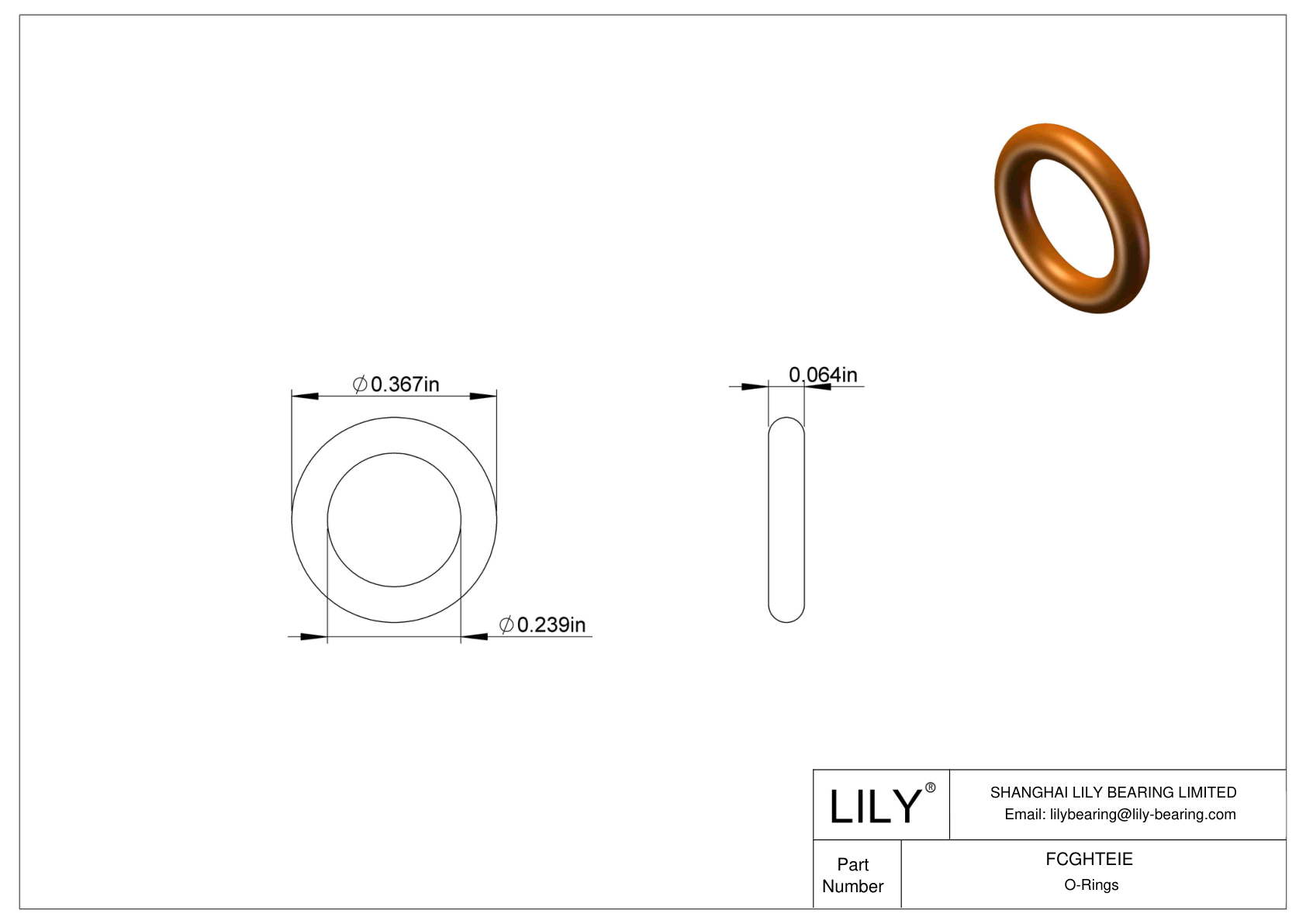 FCGHTEIE Chemical Resistant O-rings Round cad drawing