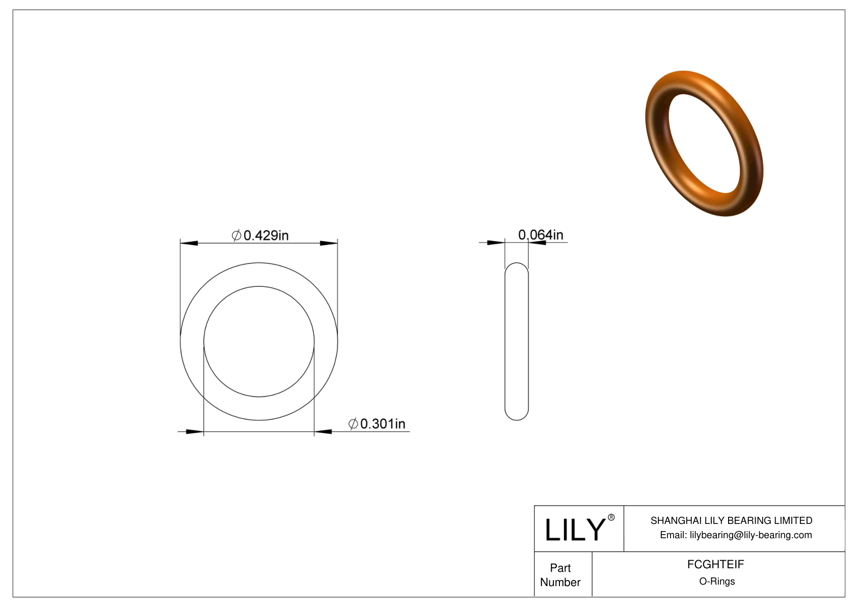 FCGHTEIF Chemical Resistant O-rings Round cad drawing