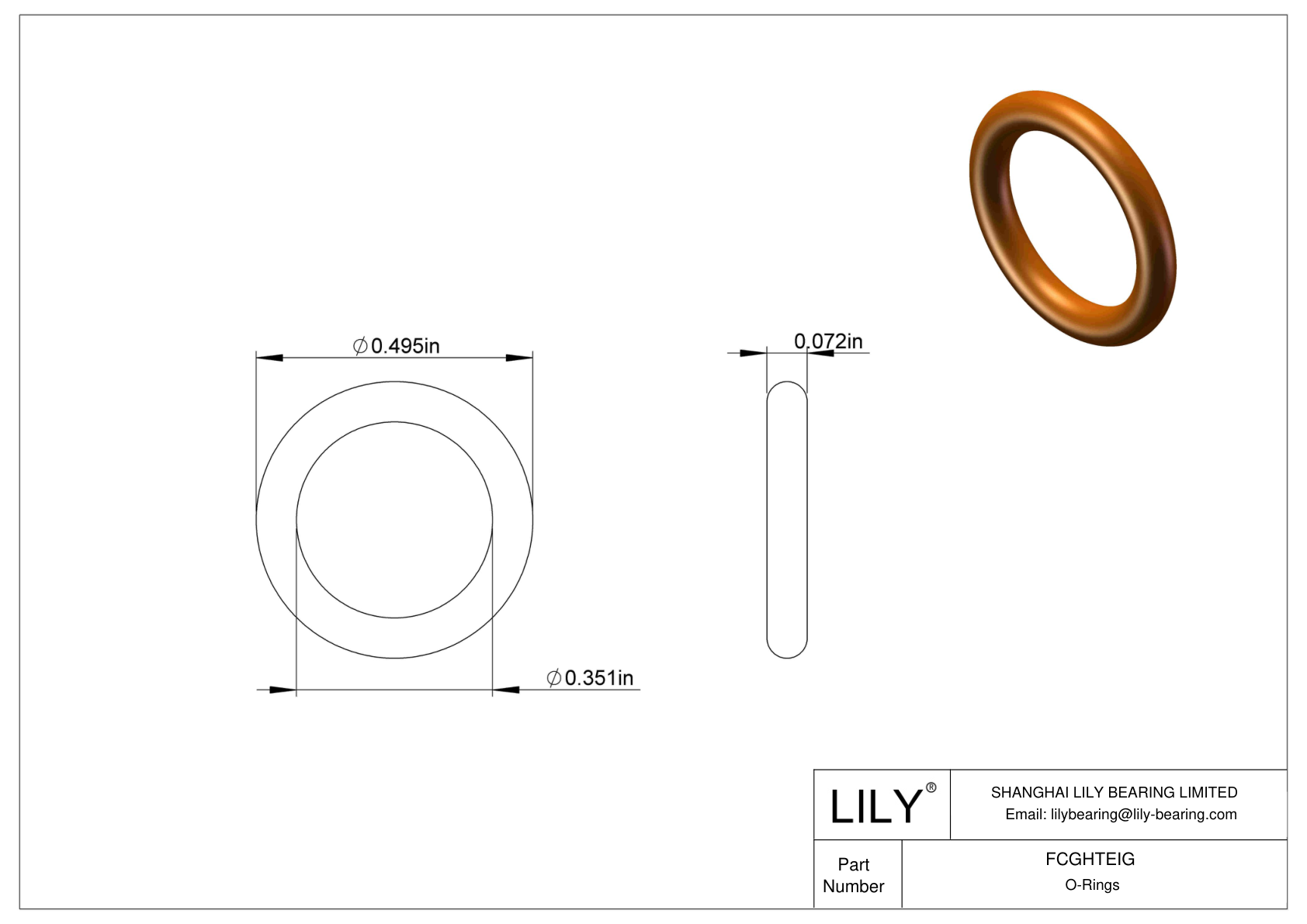 FCGHTEIG Chemical Resistant O-rings Round cad drawing