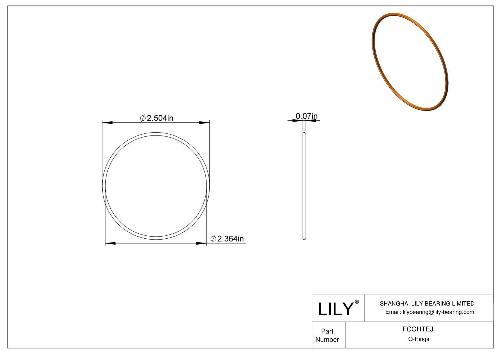 FCGHTEJ Chemical Resistant O-rings Round cad drawing