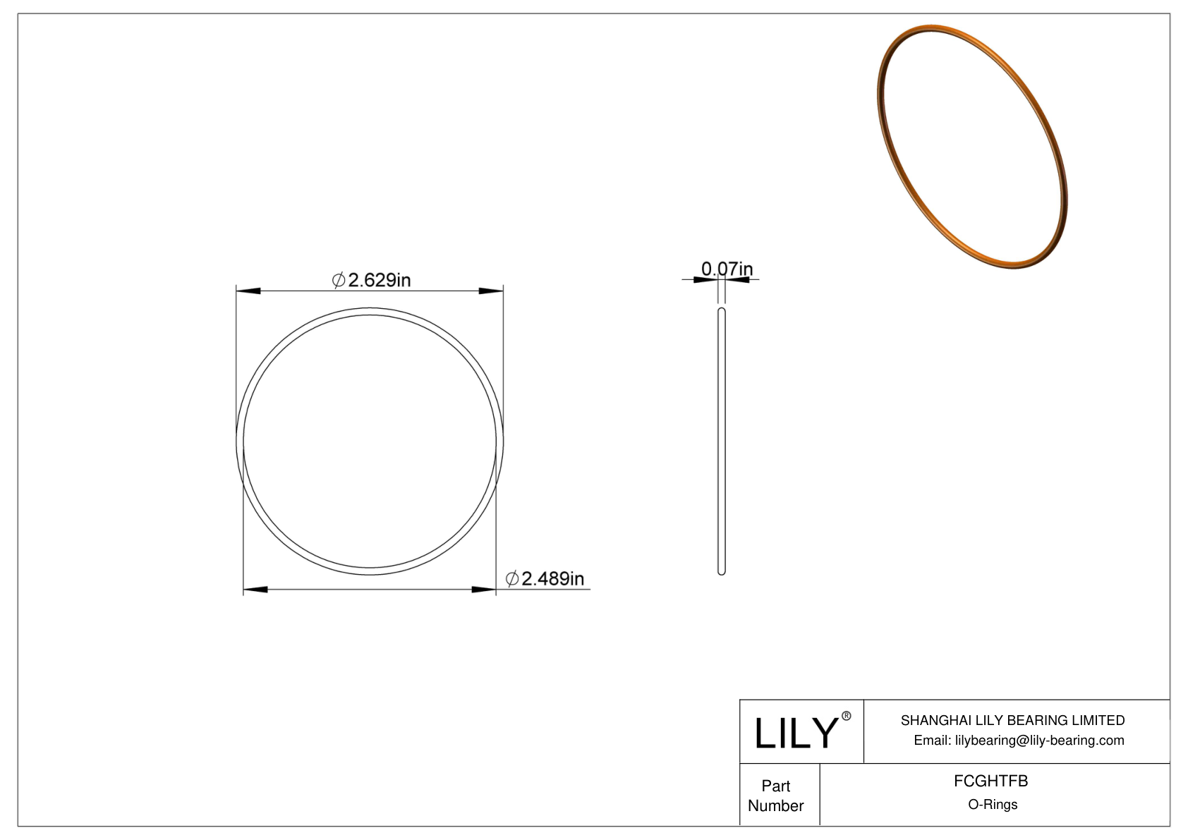 FCGHTFB Chemical Resistant O-rings Round cad drawing