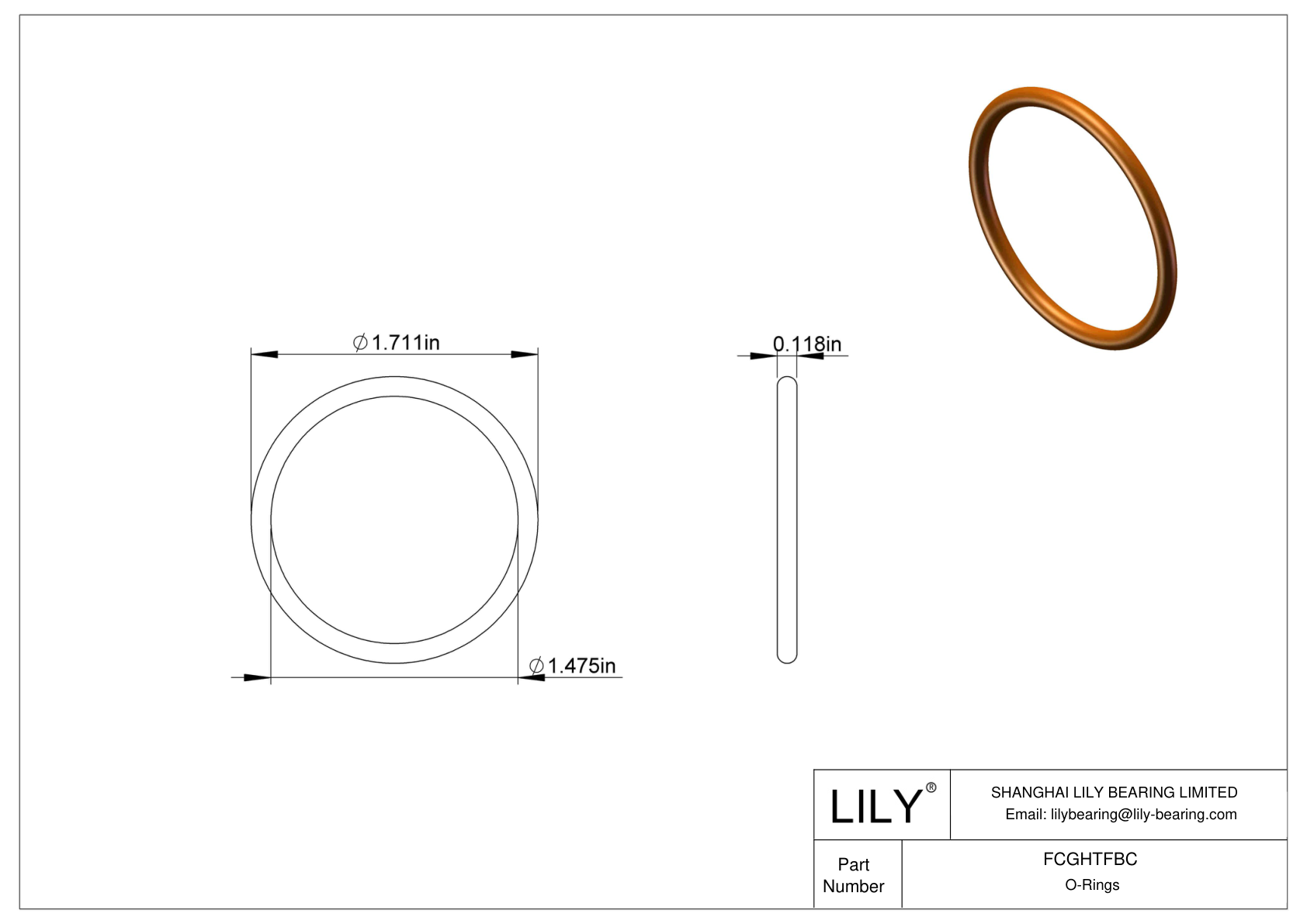 FCGHTFBC Chemical Resistant O-rings Round cad drawing