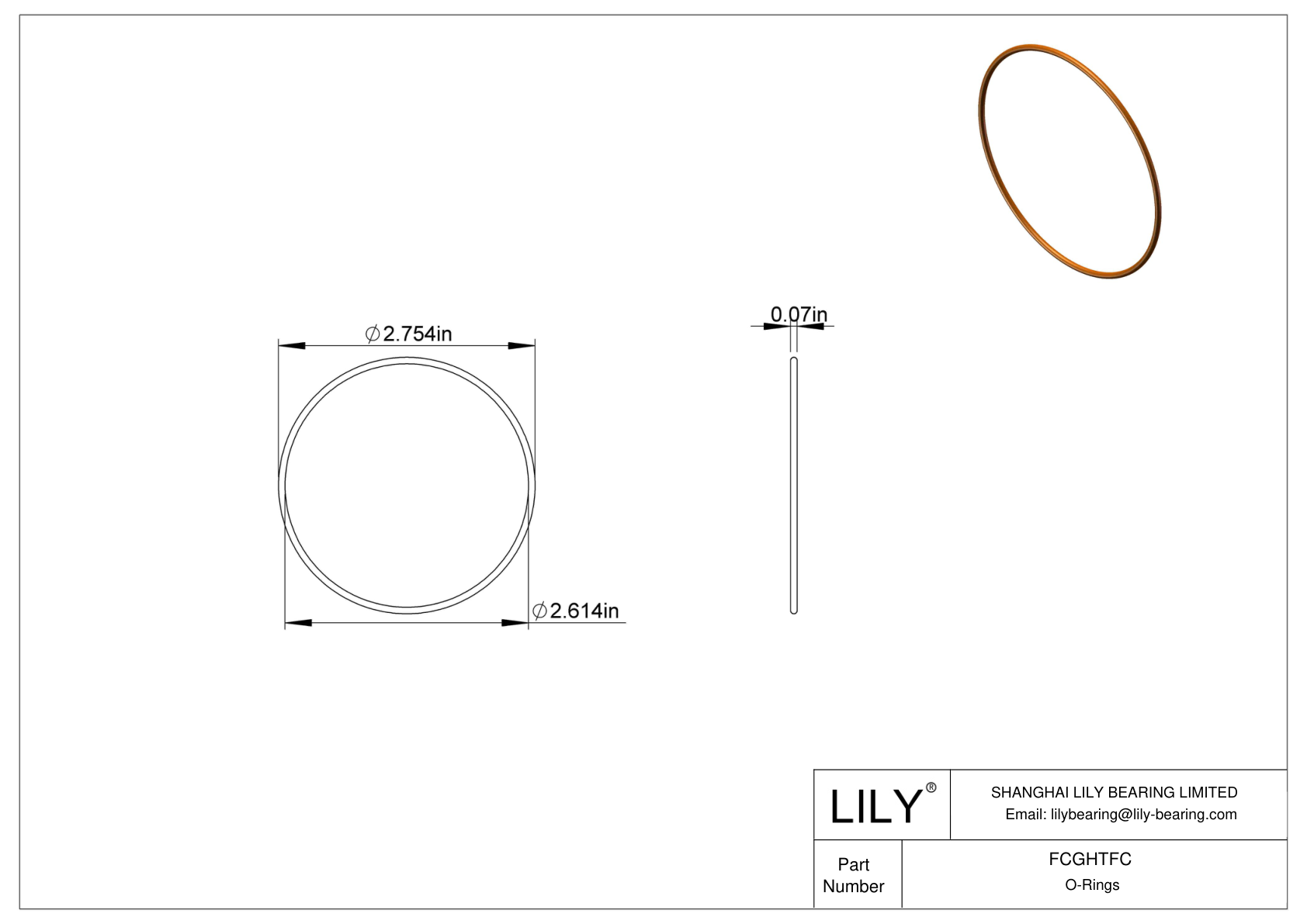 FCGHTFC Chemical Resistant O-rings Round cad drawing