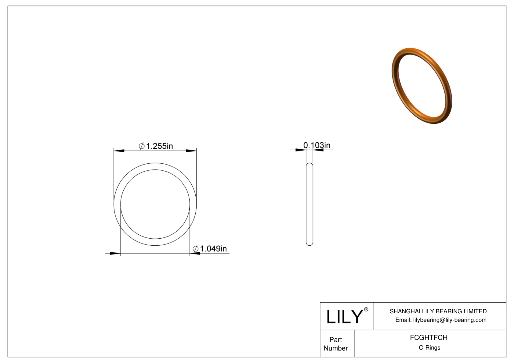 FCGHTFCH Chemical Resistant O-rings Round cad drawing