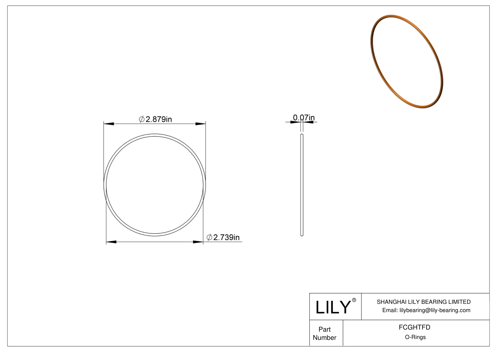 FCGHTFD Chemical Resistant O-rings Round cad drawing