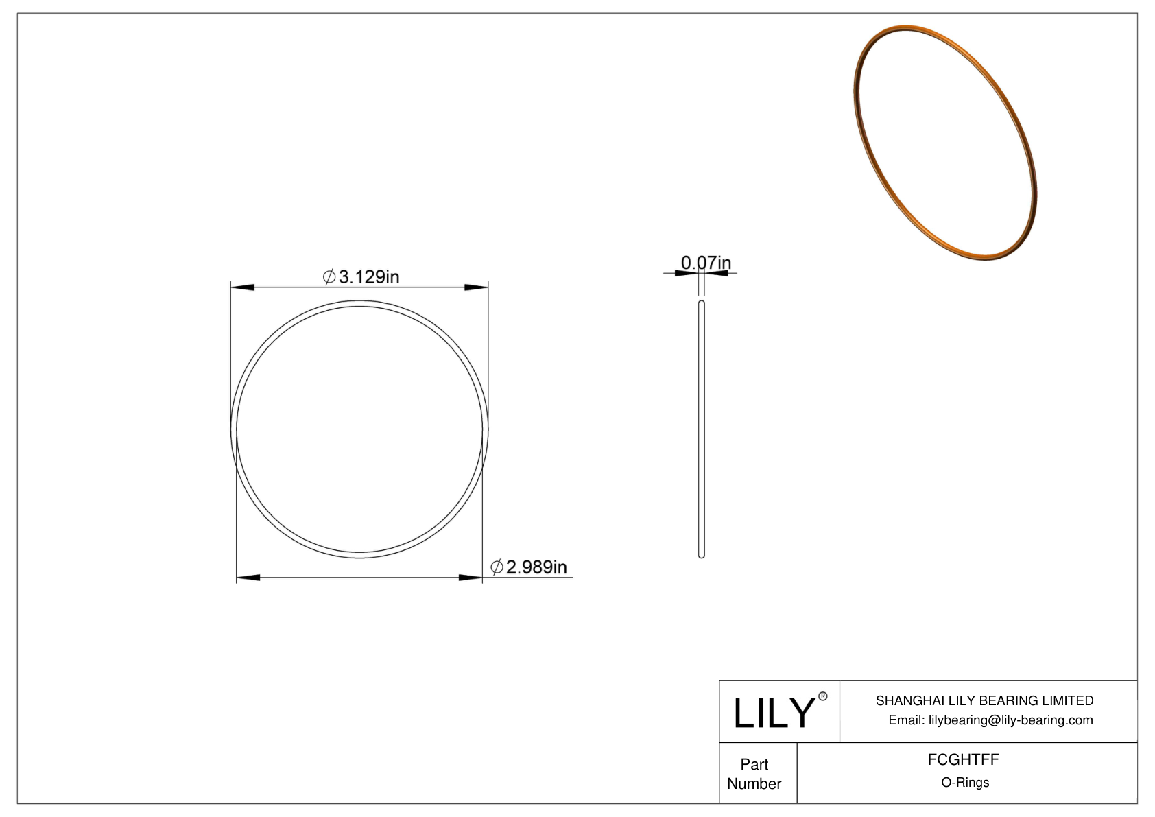 FCGHTFF Chemical Resistant O-rings Round cad drawing