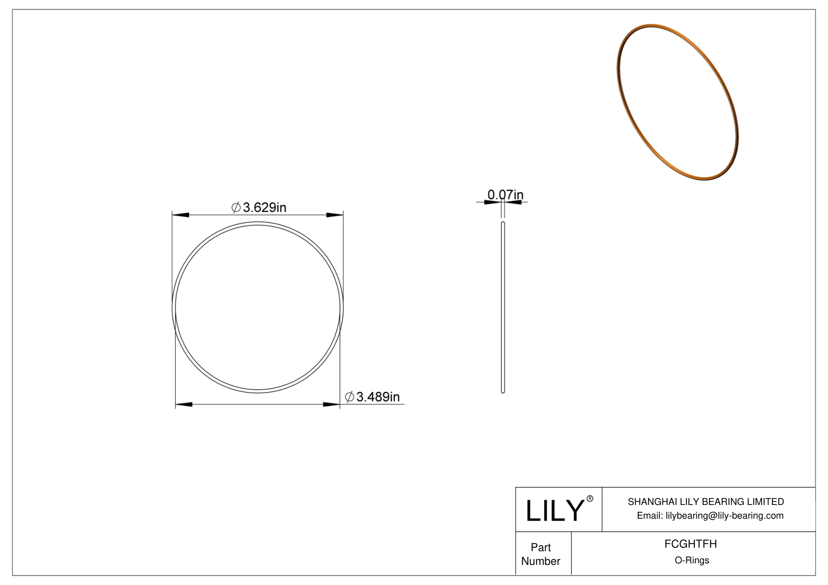 FCGHTFH Chemical Resistant O-rings Round cad drawing