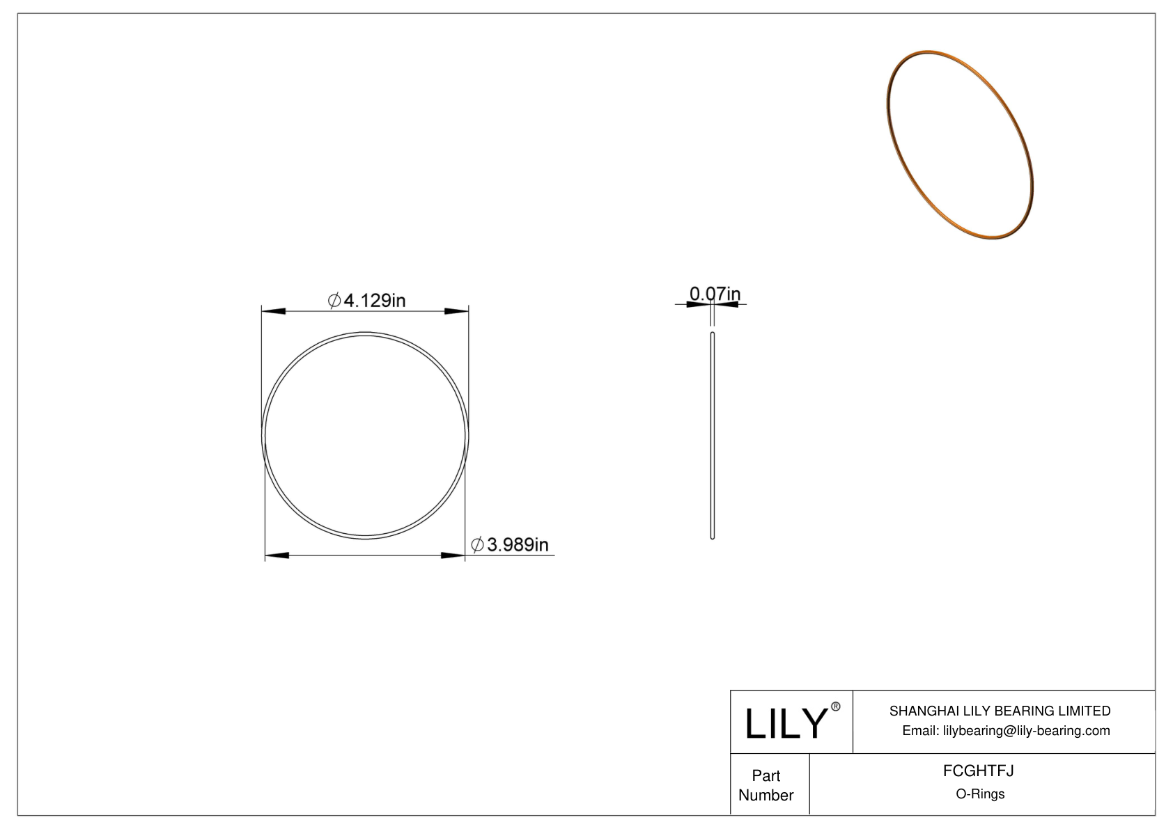 FCGHTFJ Chemical Resistant O-rings Round cad drawing