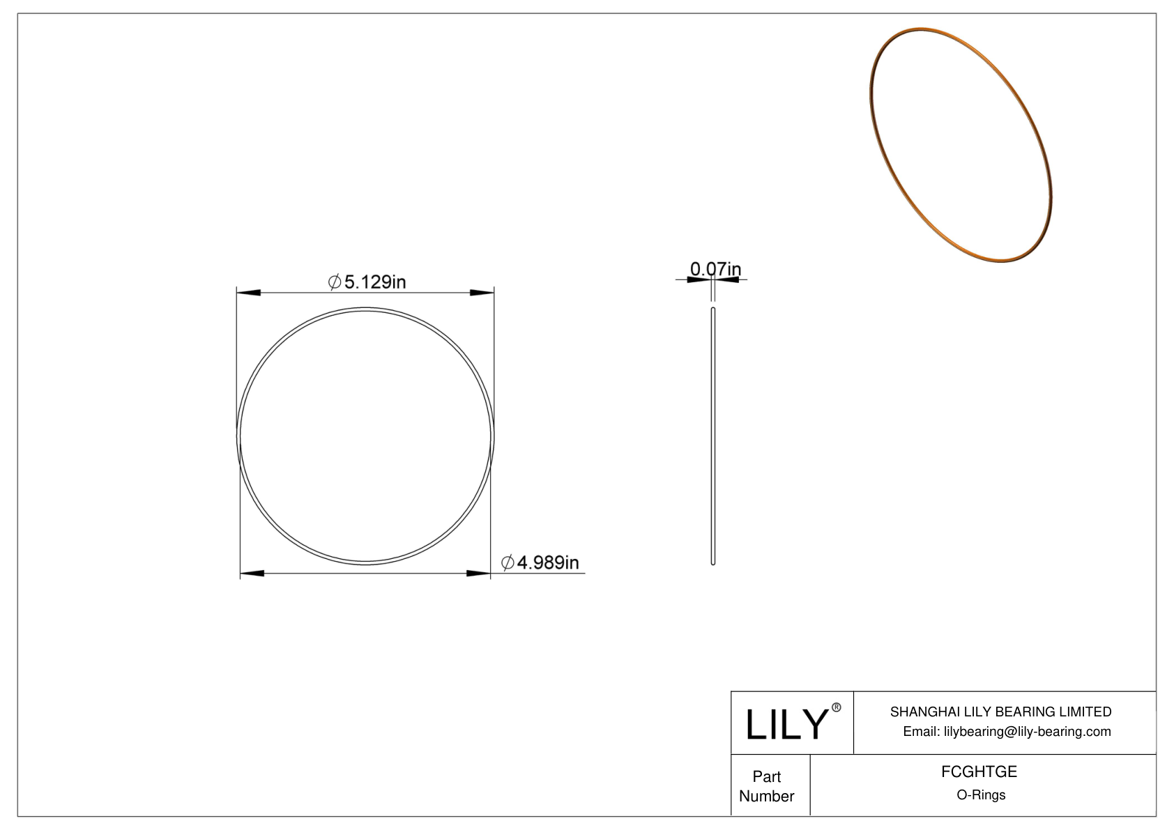 FCGHTGE Chemical Resistant O-rings Round cad drawing