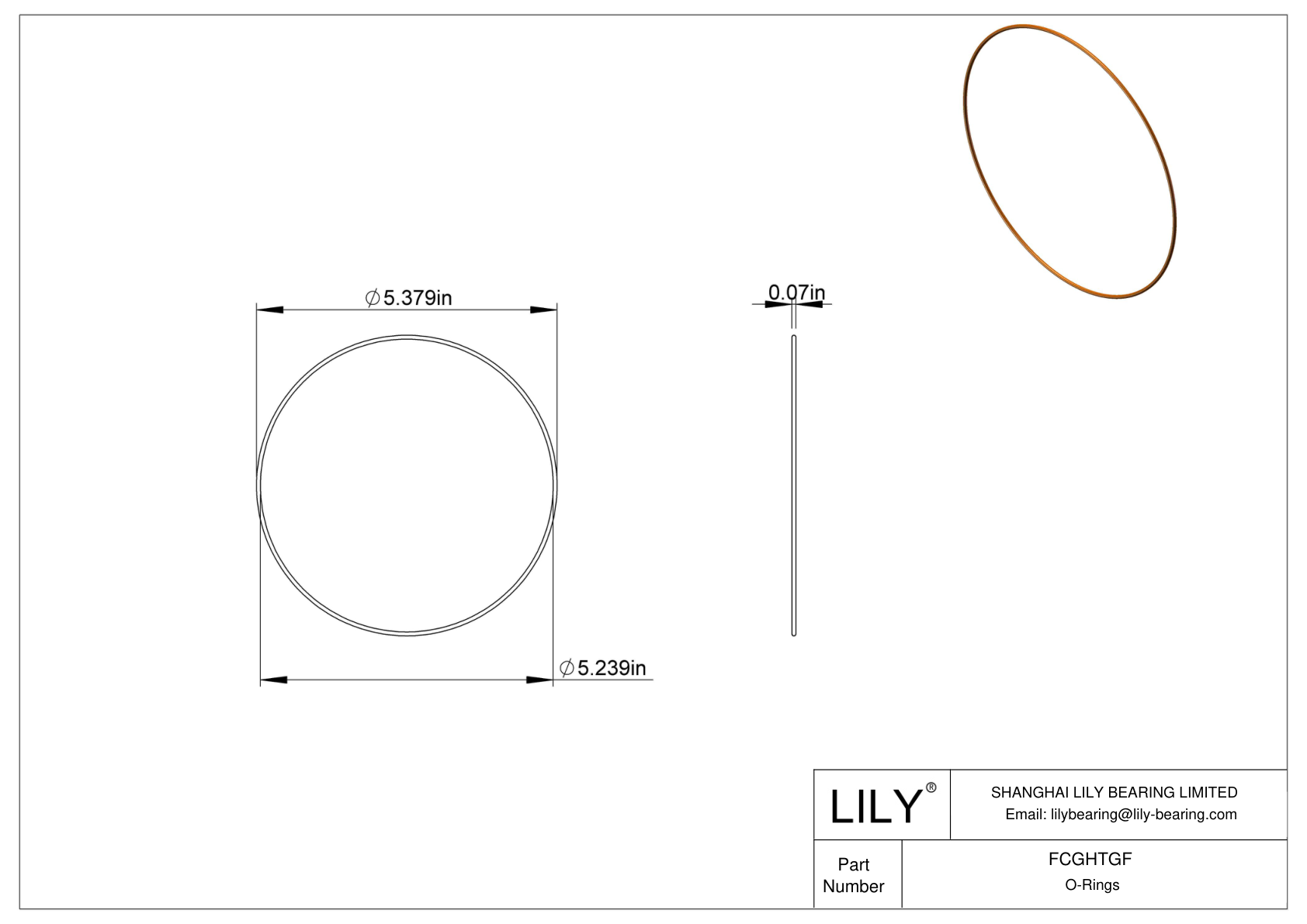 FCGHTGF Chemical Resistant O-rings Round cad drawing