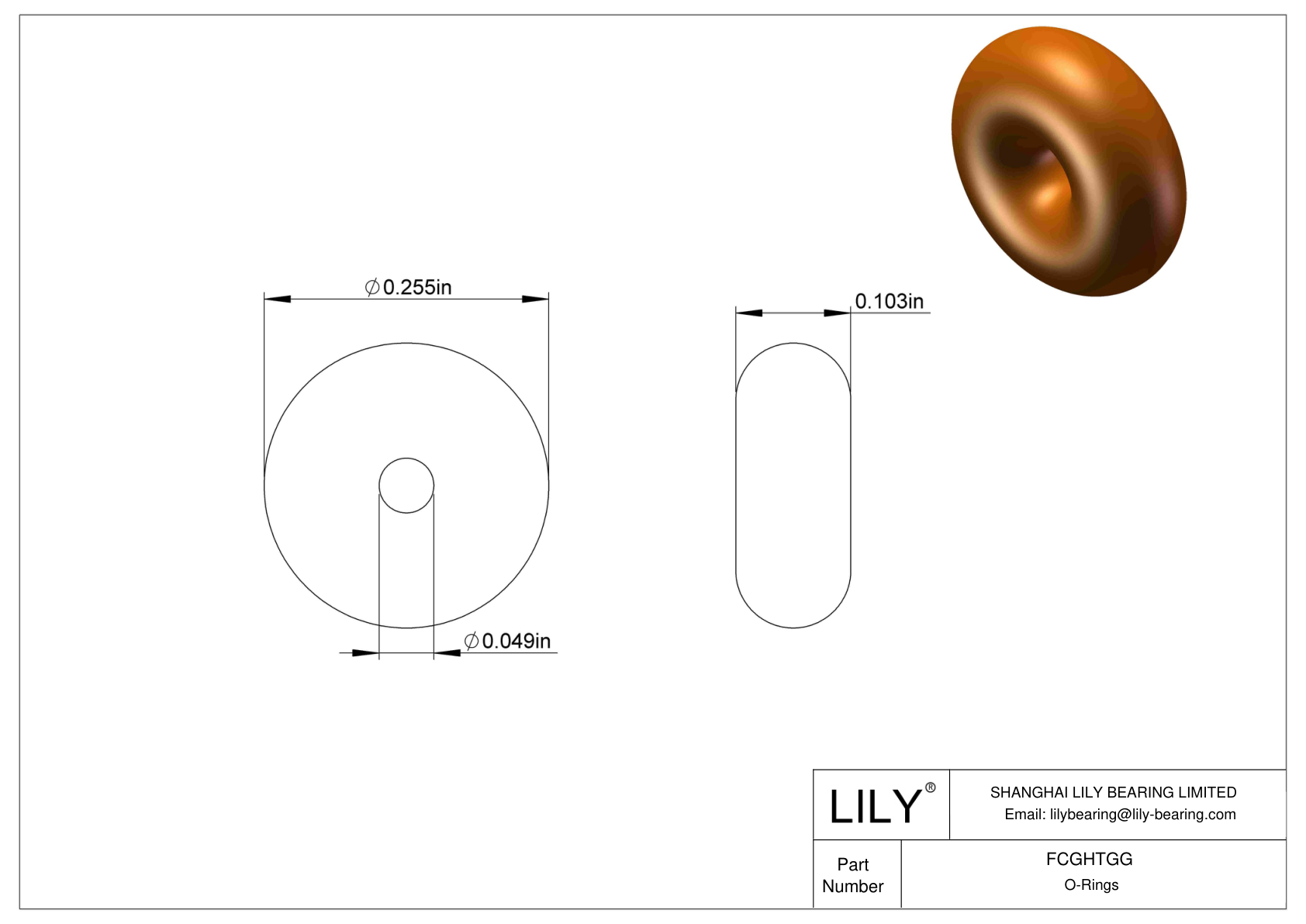 FCGHTGG Chemical Resistant O-rings Round cad drawing