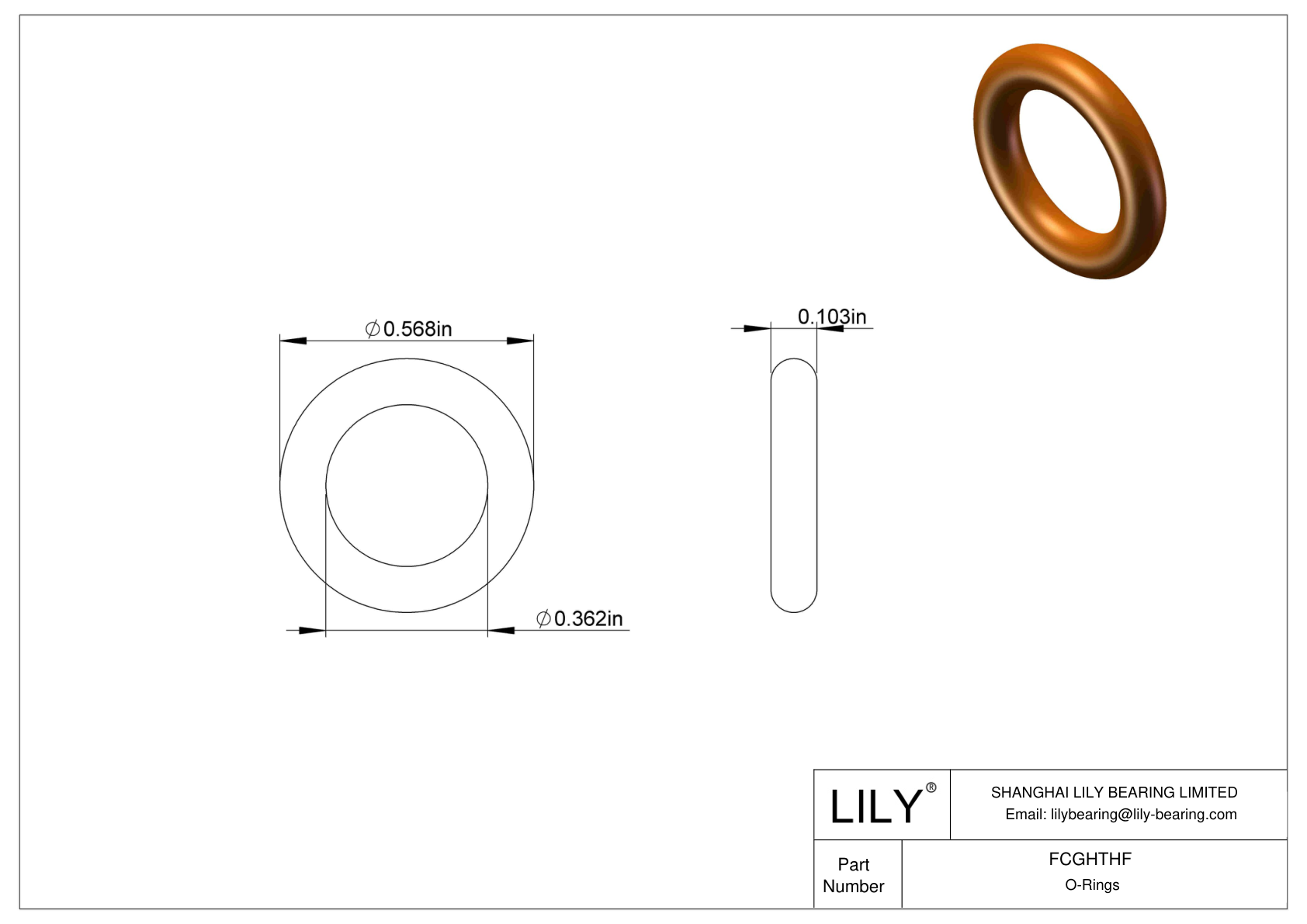 FCGHTHF Chemical Resistant O-rings Round cad drawing