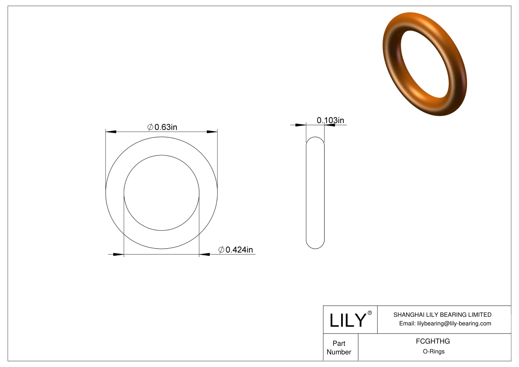 FCGHTHG Chemical Resistant O-rings Round cad drawing