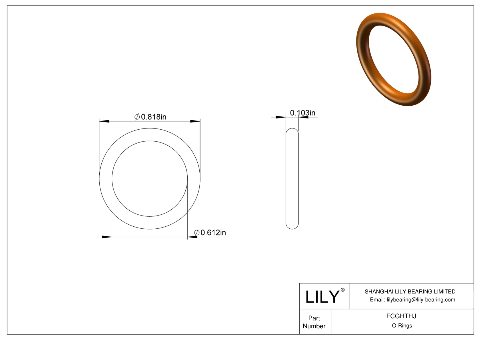 FCGHTHJ Chemical Resistant O-rings Round cad drawing