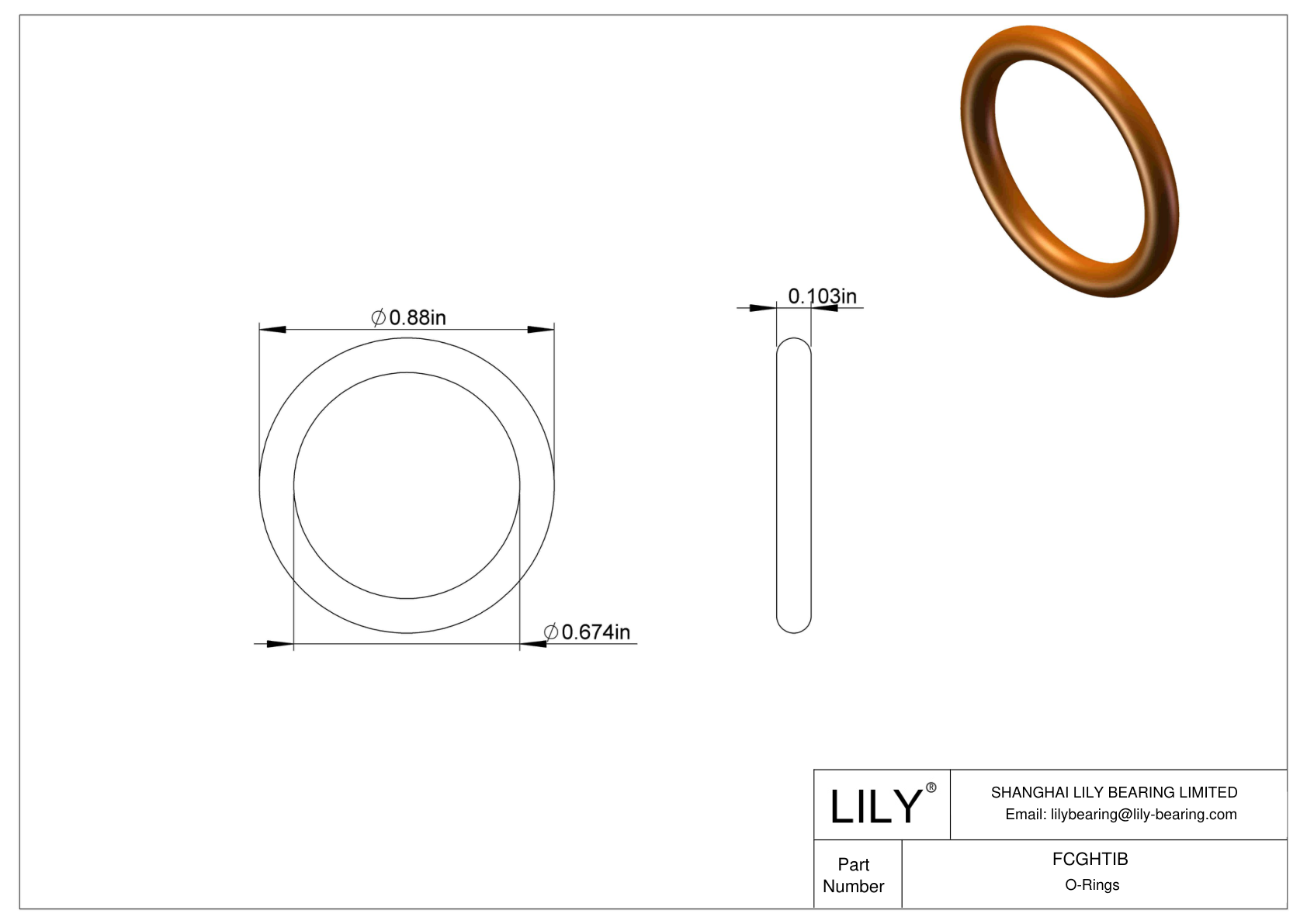 FCGHTIB Chemical Resistant O-rings Round cad drawing