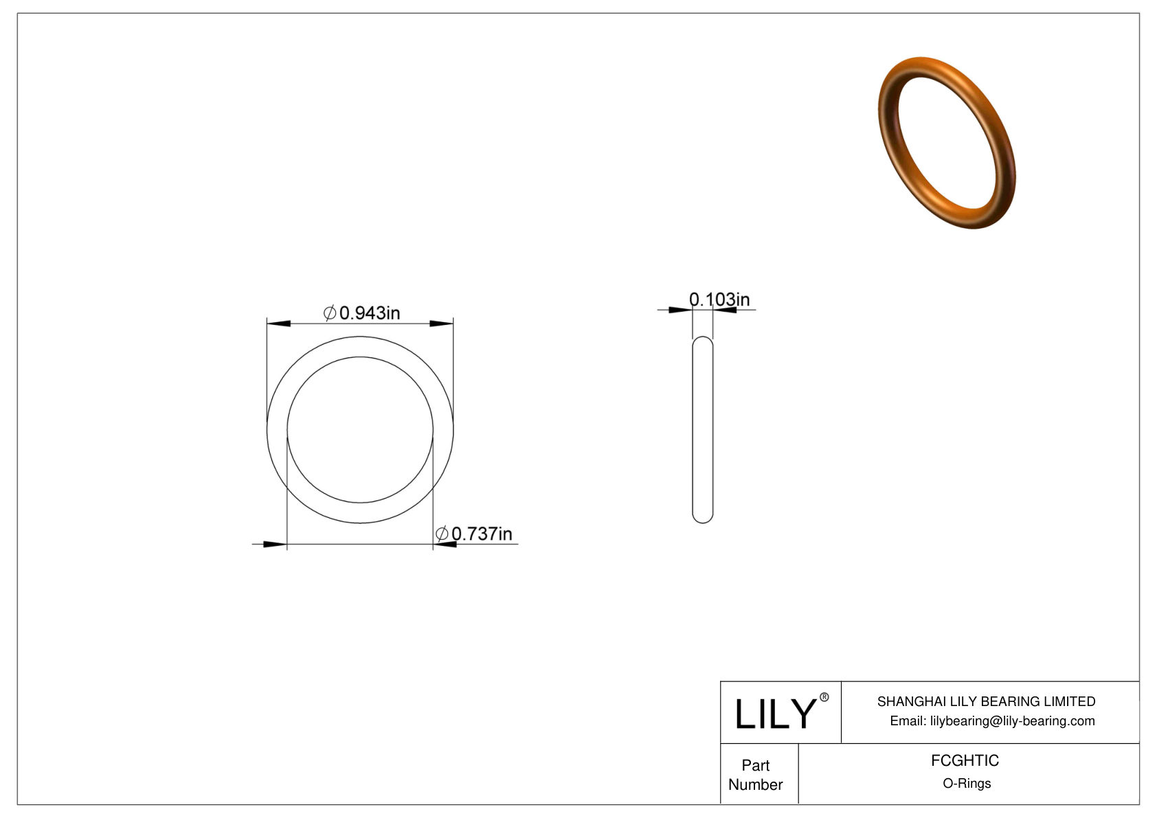 FCGHTIC Chemical Resistant O-rings Round cad drawing