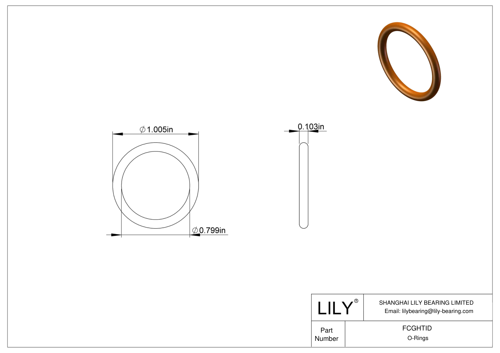 FCGHTID Chemical Resistant O-rings Round cad drawing