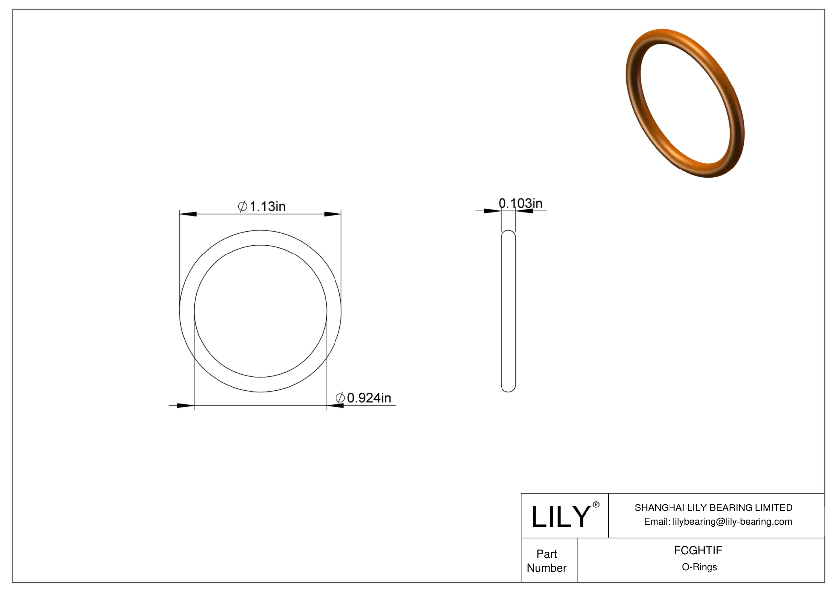 FCGHTIF Chemical Resistant O-rings Round cad drawing