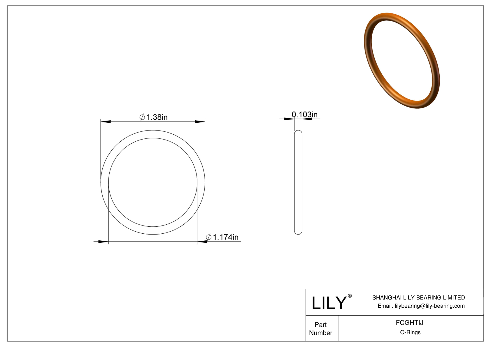 FCGHTIJ Chemical Resistant O-rings Round cad drawing