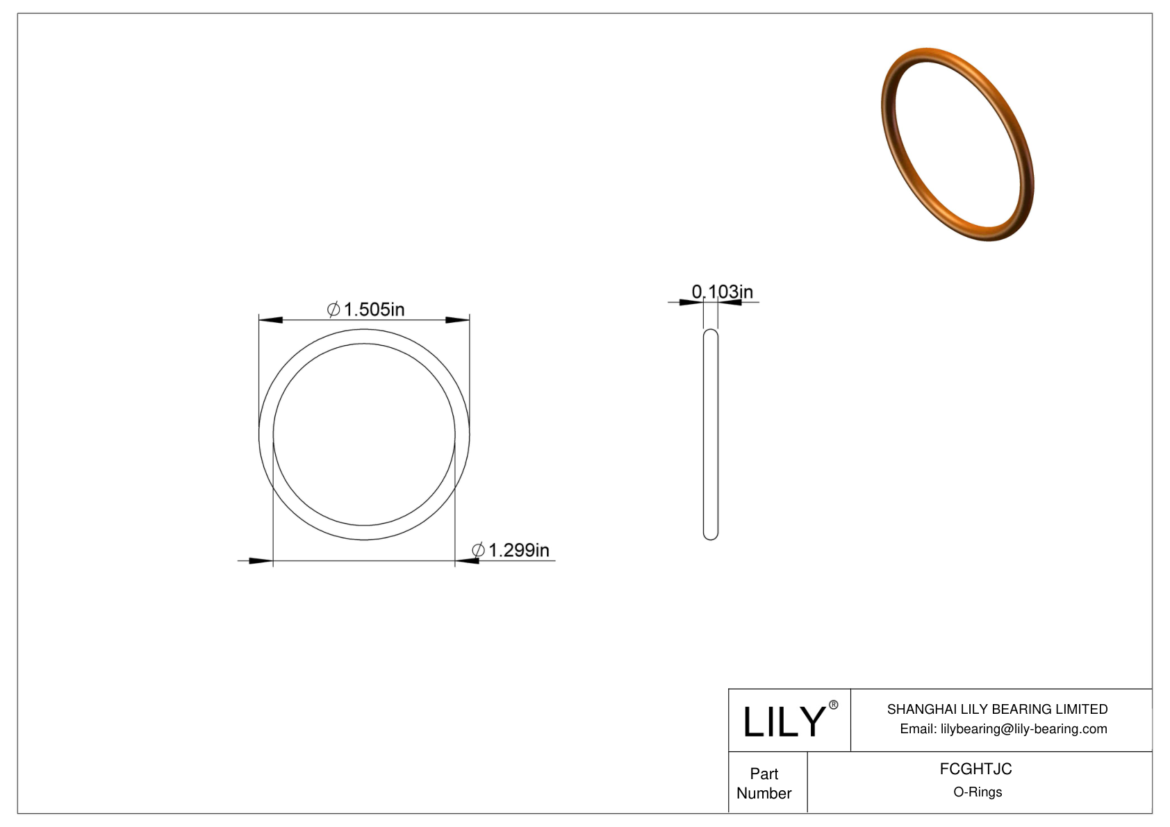 FCGHTJC Chemical Resistant O-rings Round cad drawing