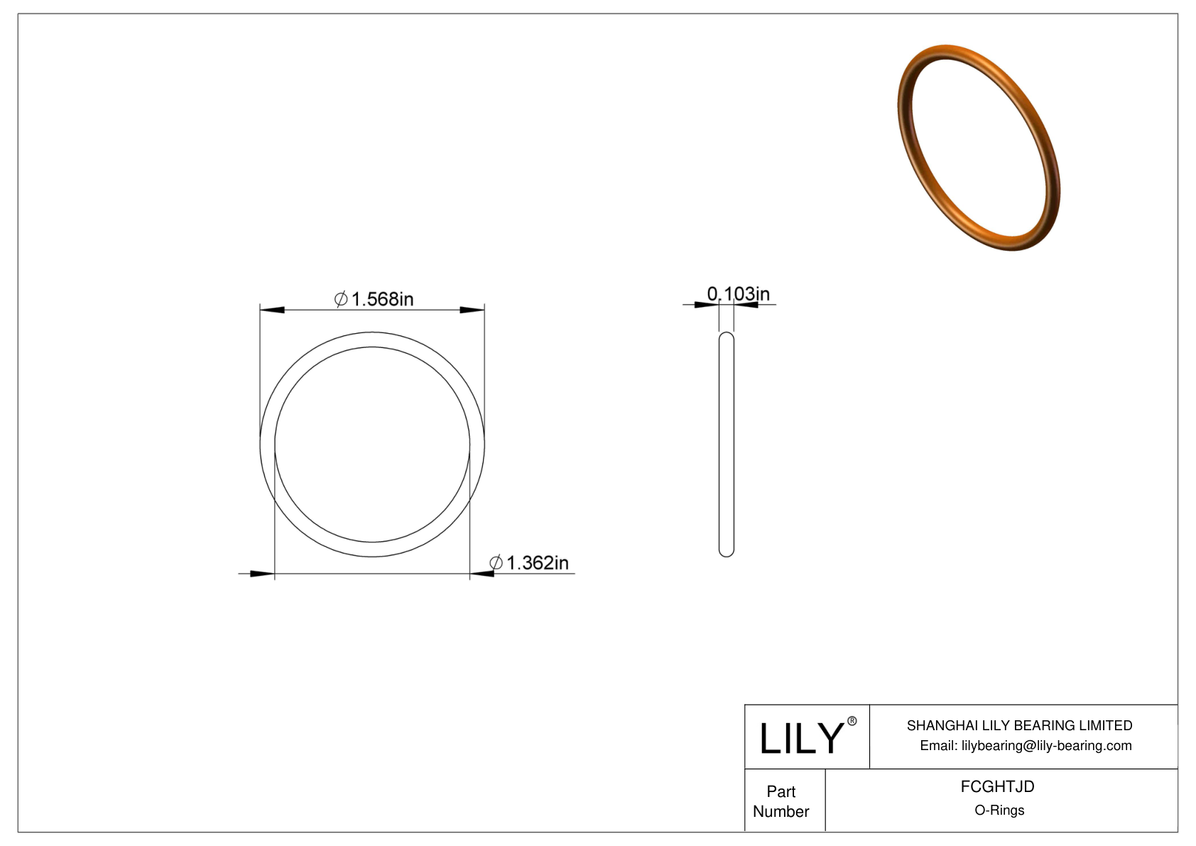 FCGHTJD Chemical Resistant O-rings Round cad drawing