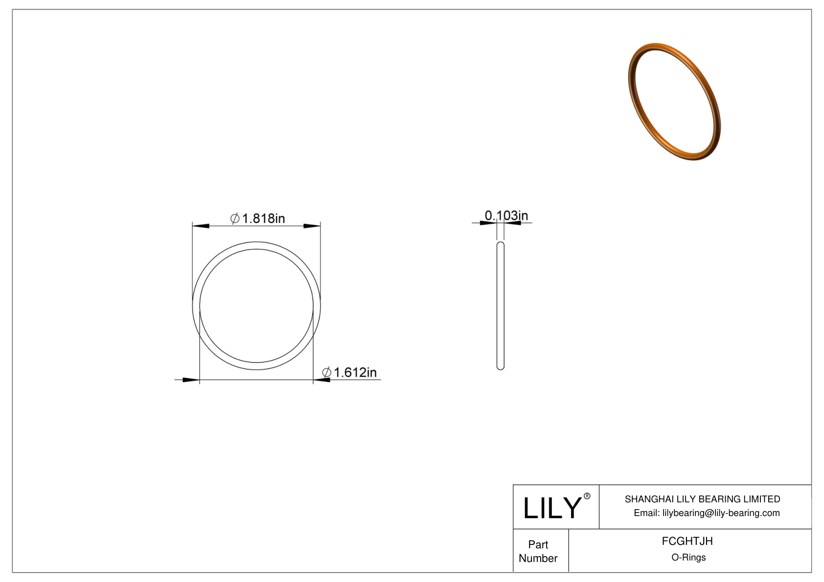 FCGHTJH Chemical Resistant O-rings Round cad drawing