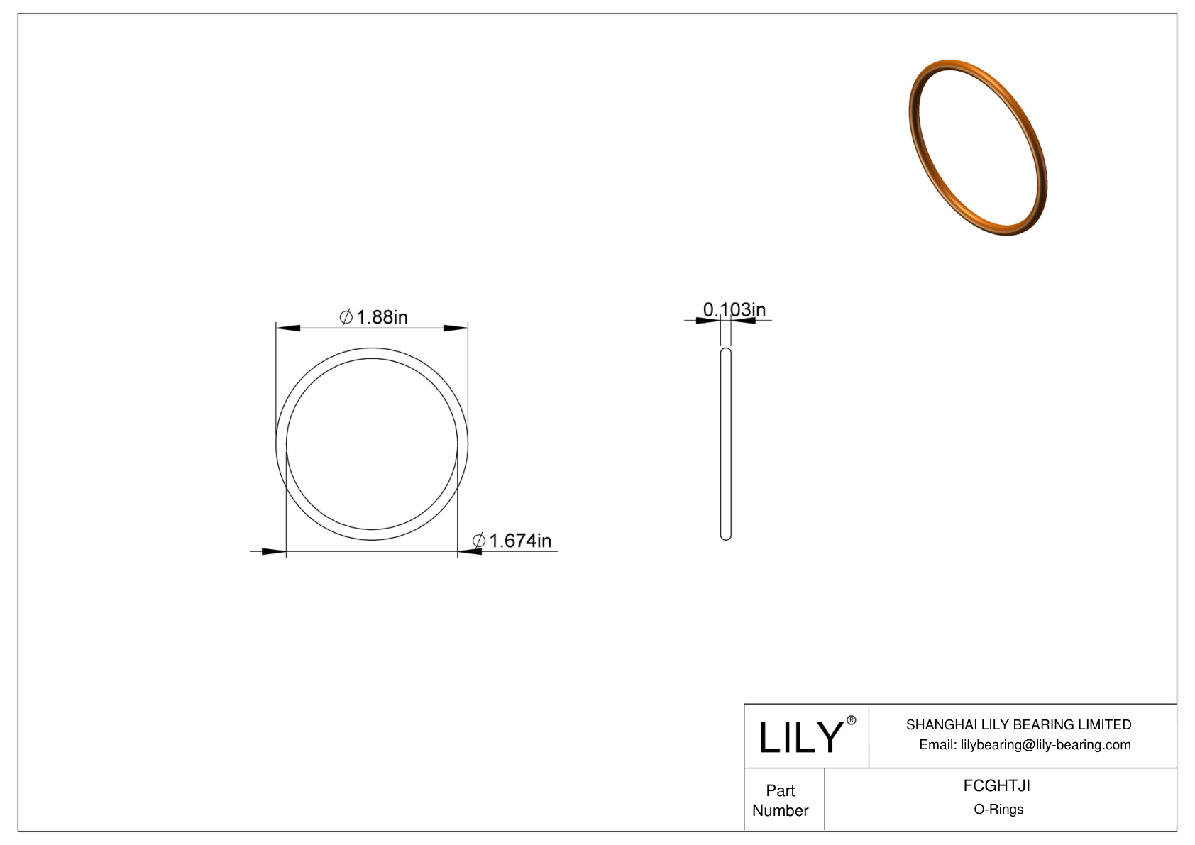 FCGHTJI Chemical Resistant O-rings Round cad drawing