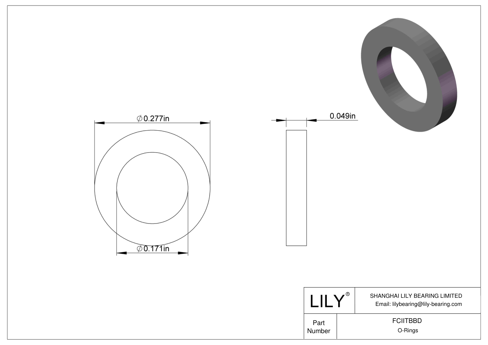 FCIITBBD O-Ring Backup Rings cad drawing