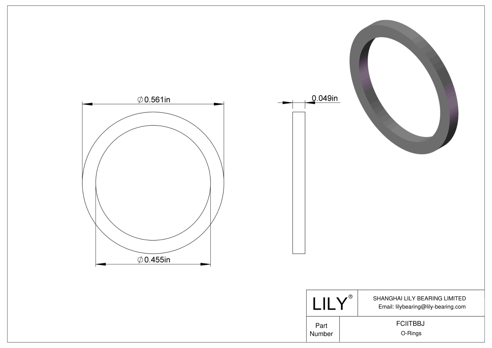 FCIITBBJ O-Ring Backup Rings cad drawing