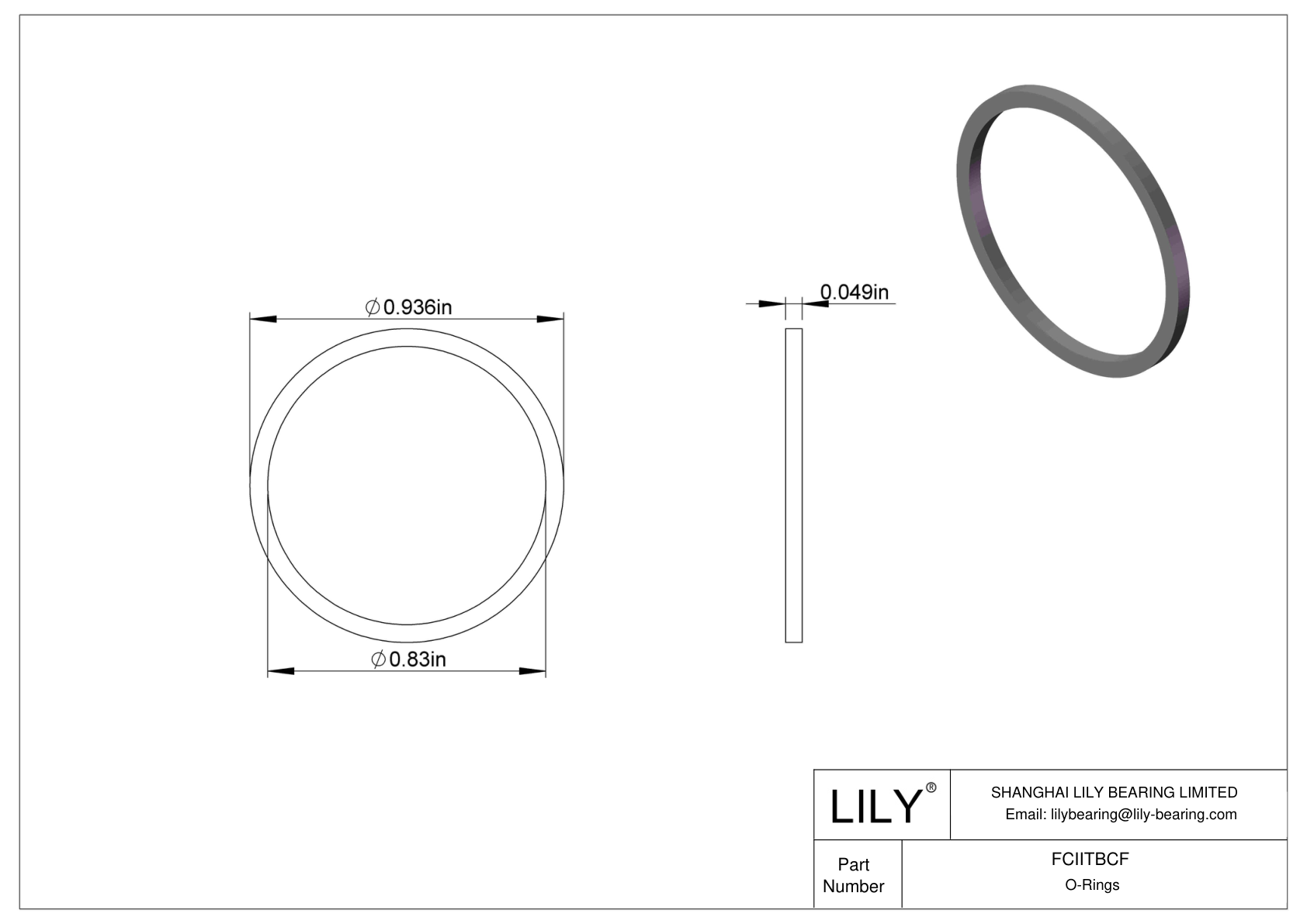FCIITBCF O-Ring Backup Rings cad drawing