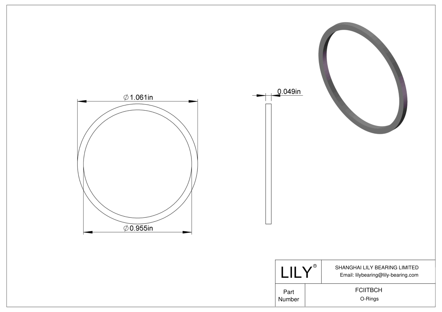 FCIITBCH O-Ring Backup Rings cad drawing