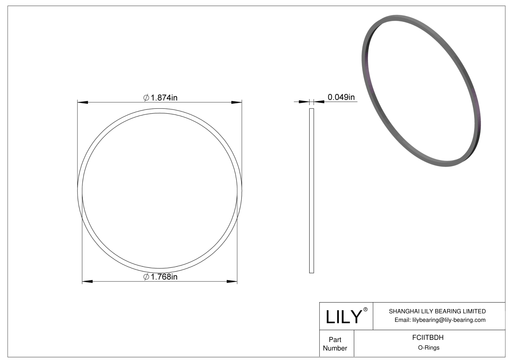 FCIITBDH O-Ring Backup Rings cad drawing