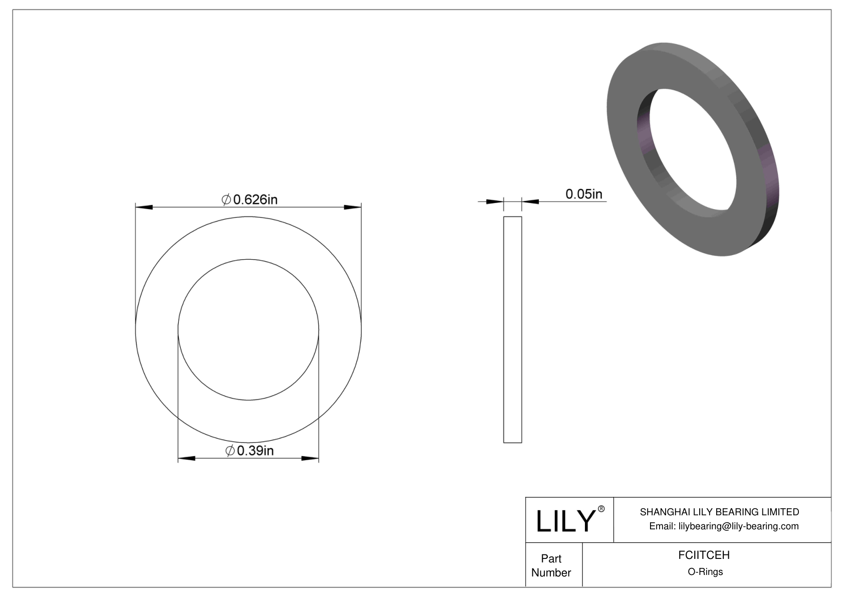 FCIITCEH O-Ring Backup Rings cad drawing