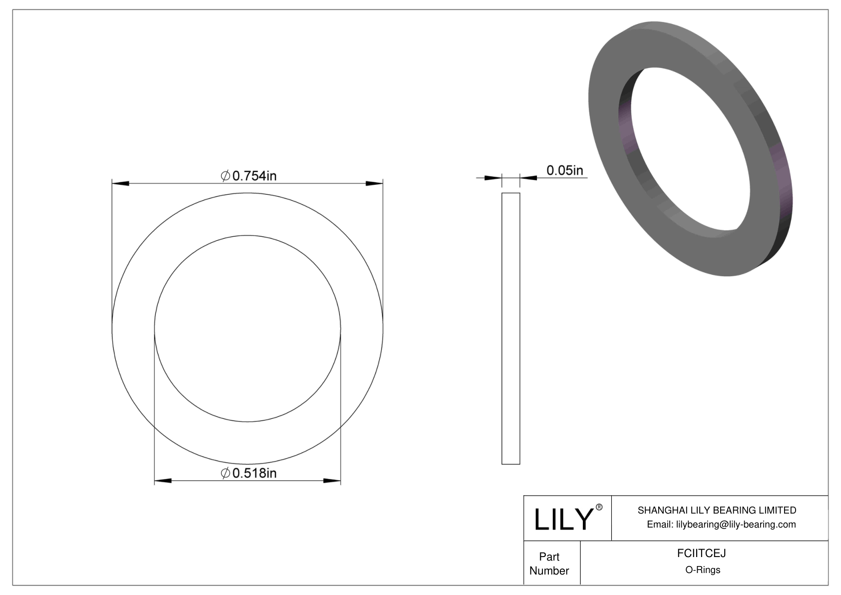 FCIITCEJ O-Ring Backup Rings cad drawing