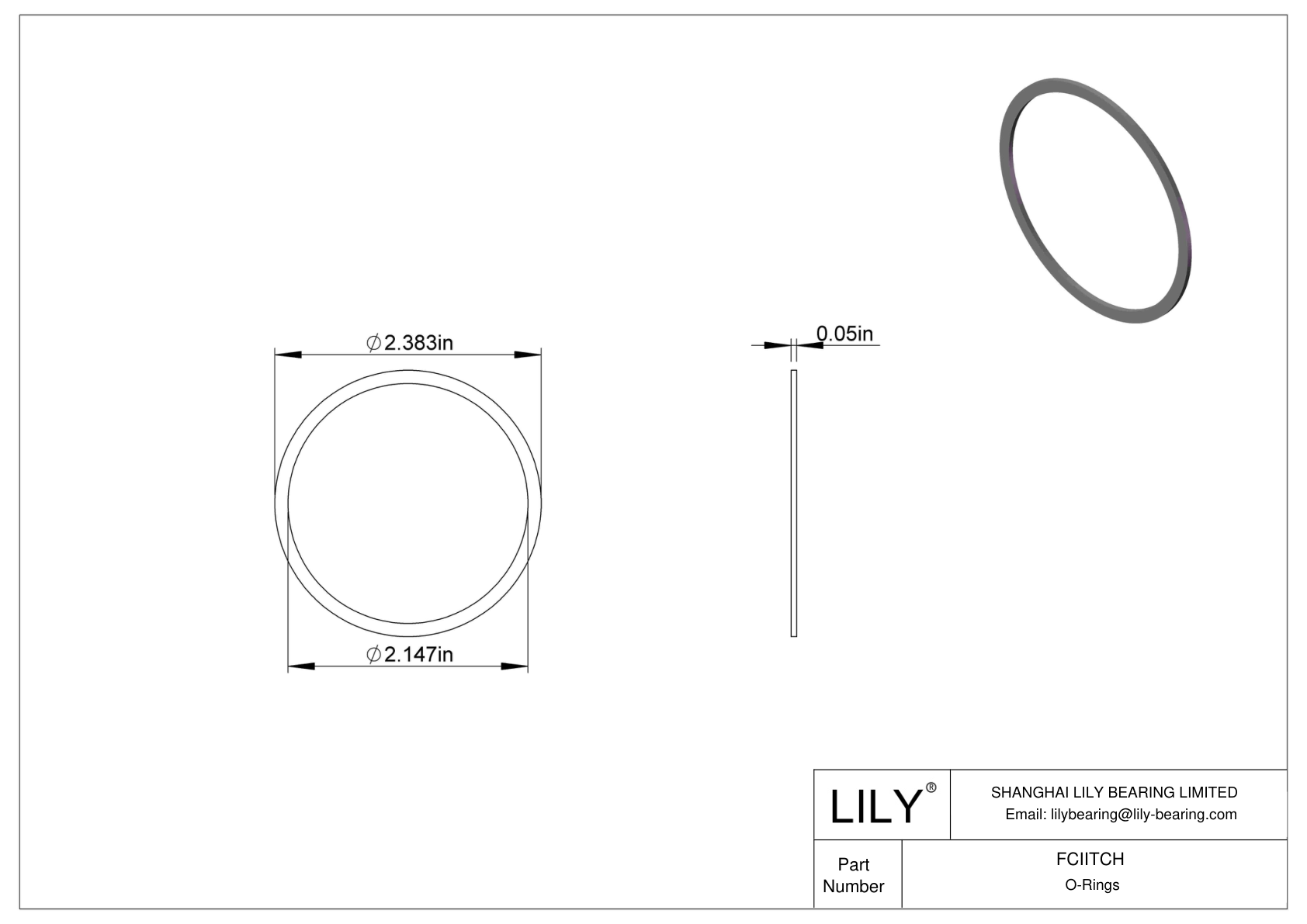 FCIITCH O-Ring Backup Rings cad drawing