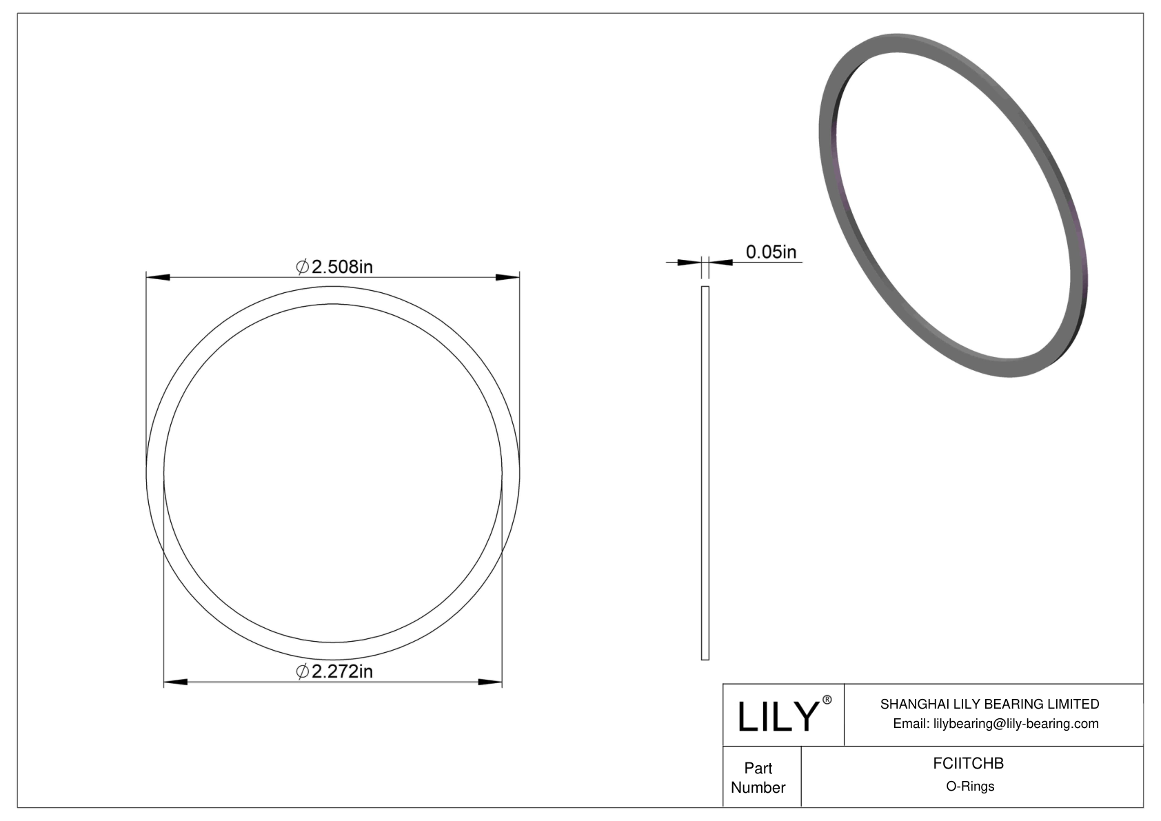 FCIITCHB O-Ring Backup Rings cad drawing