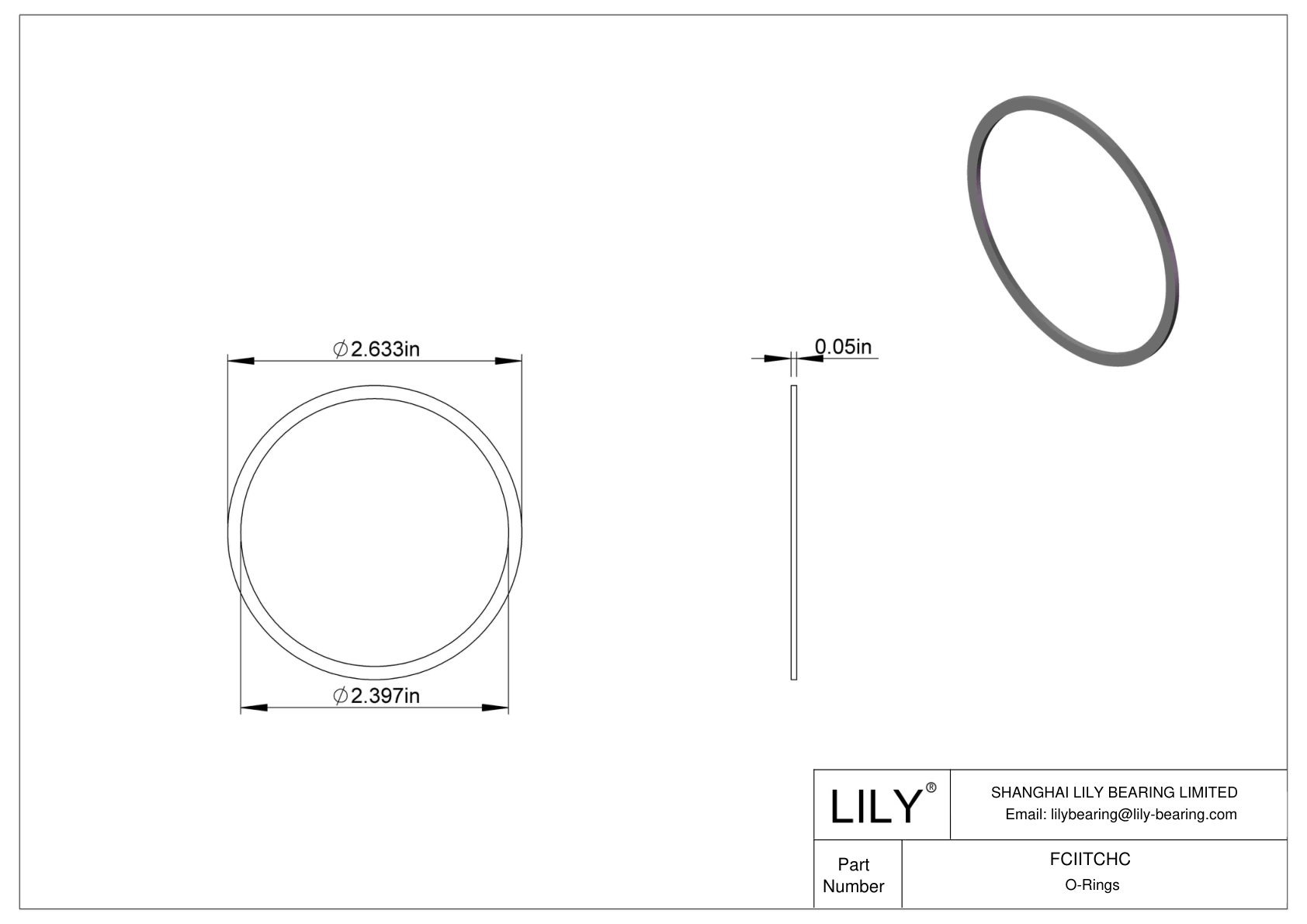 FCIITCHC O-Ring Backup Rings cad drawing