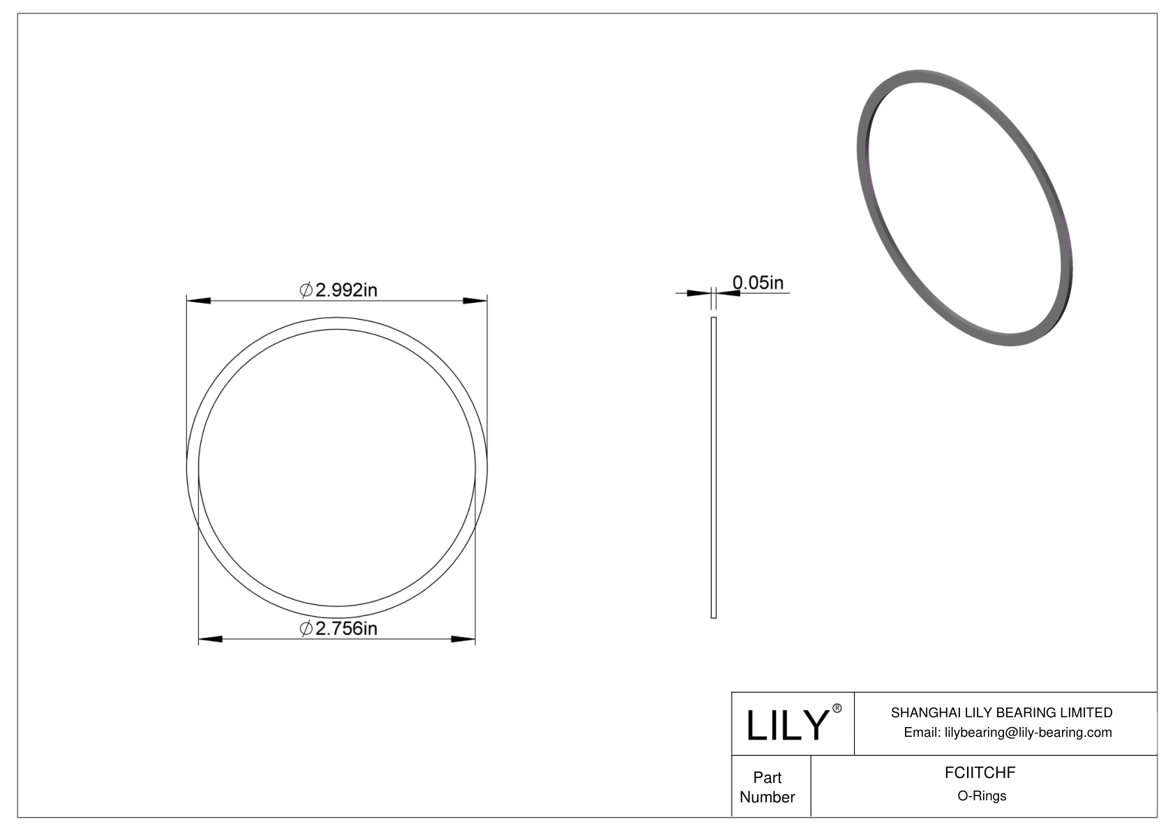 FCIITCHF O-Ring Backup Rings cad drawing
