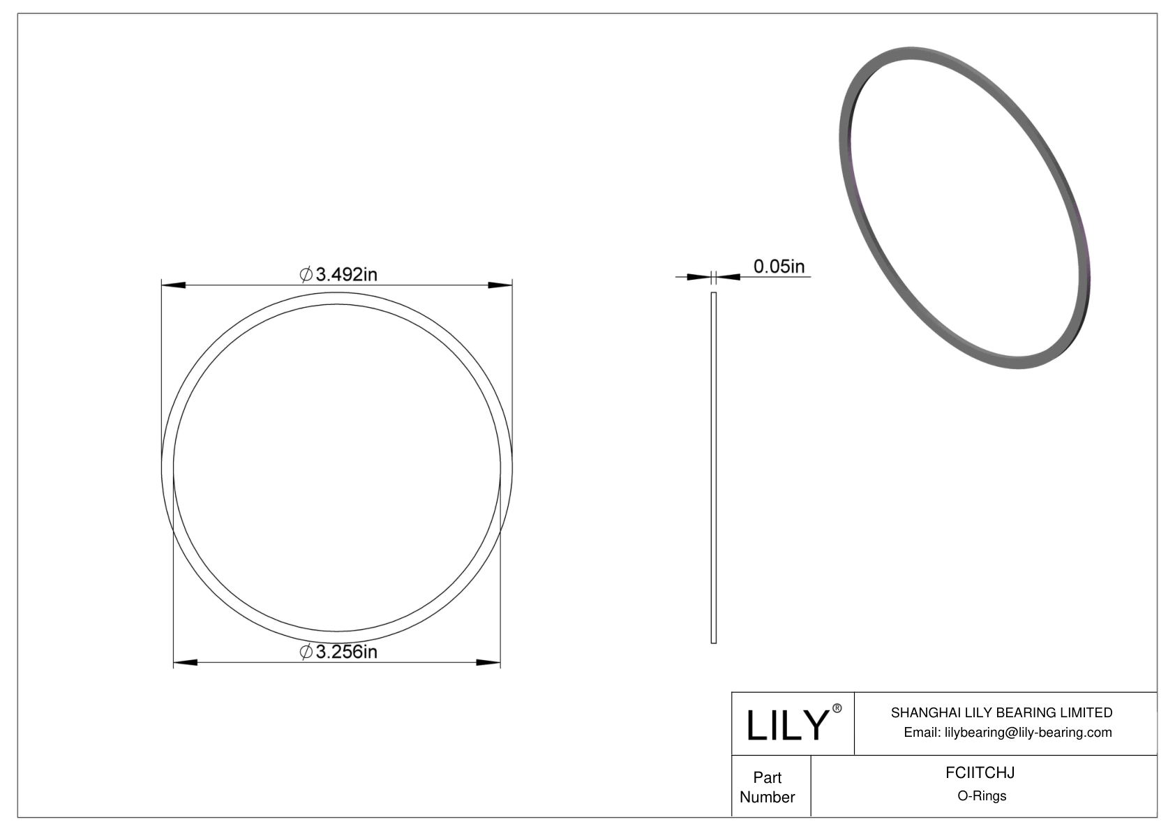 FCIITCHJ O-Ring Backup Rings cad drawing