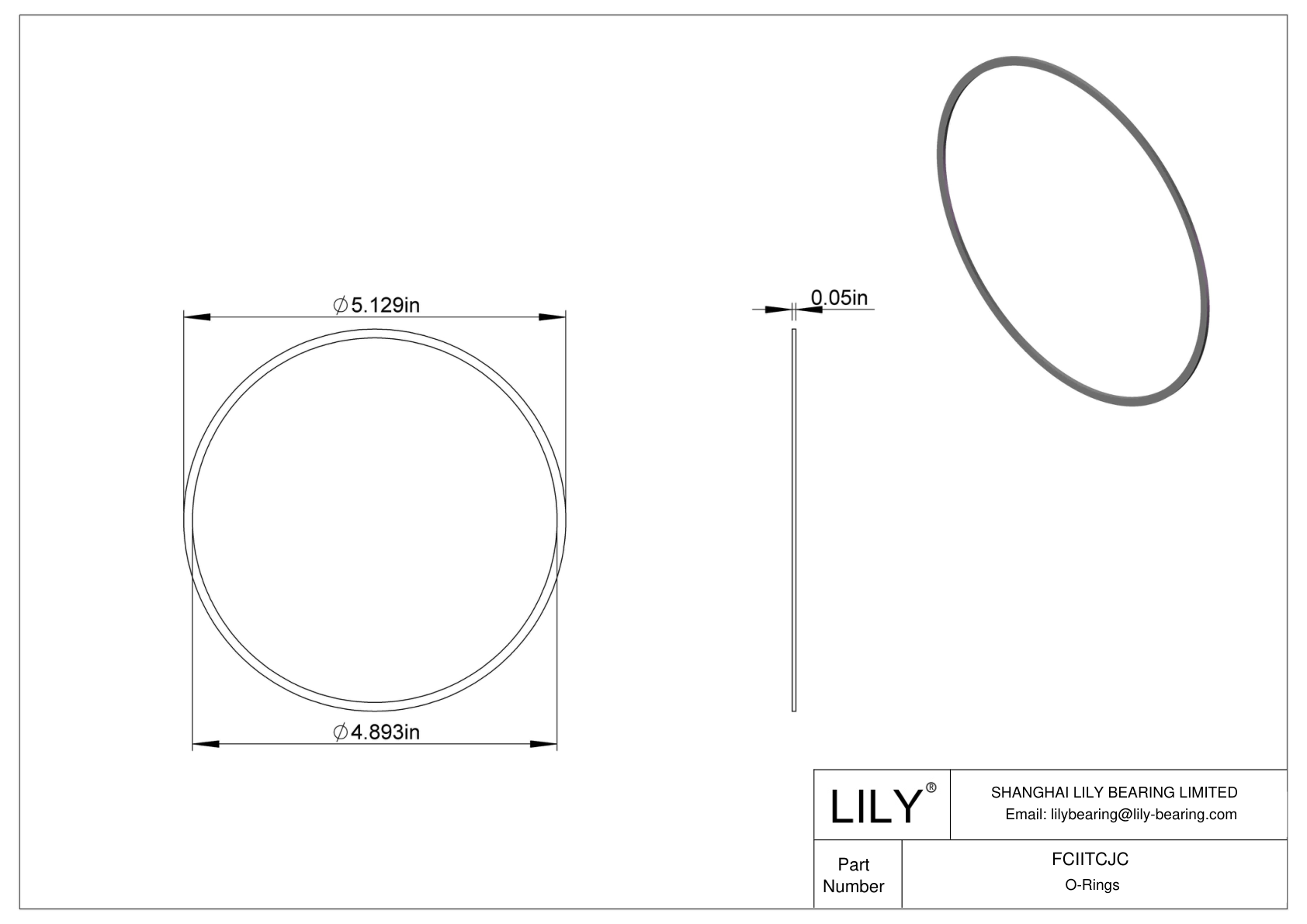 FCIITCJC O-Ring Backup Rings cad drawing