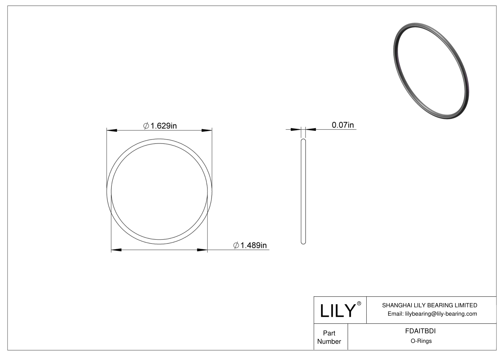 FDAITBDI Oil Resistant O-Rings Round cad drawing