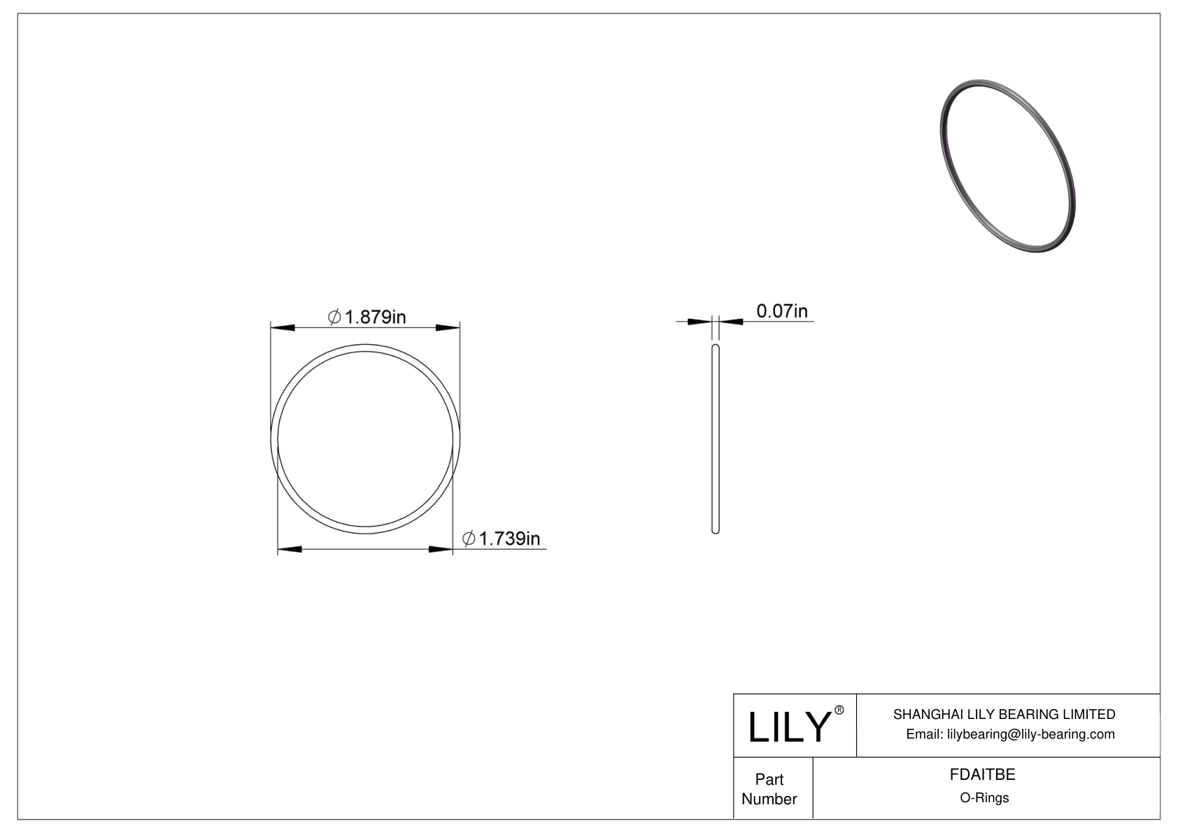 FDAITBE Oil Resistant O-Rings Round cad drawing