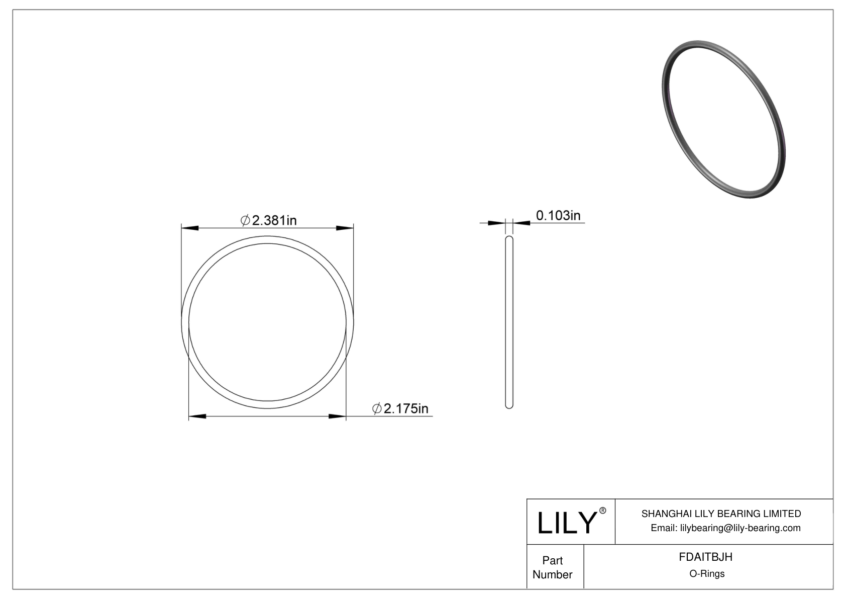 FDAITBJH Oil Resistant O-Rings Round cad drawing