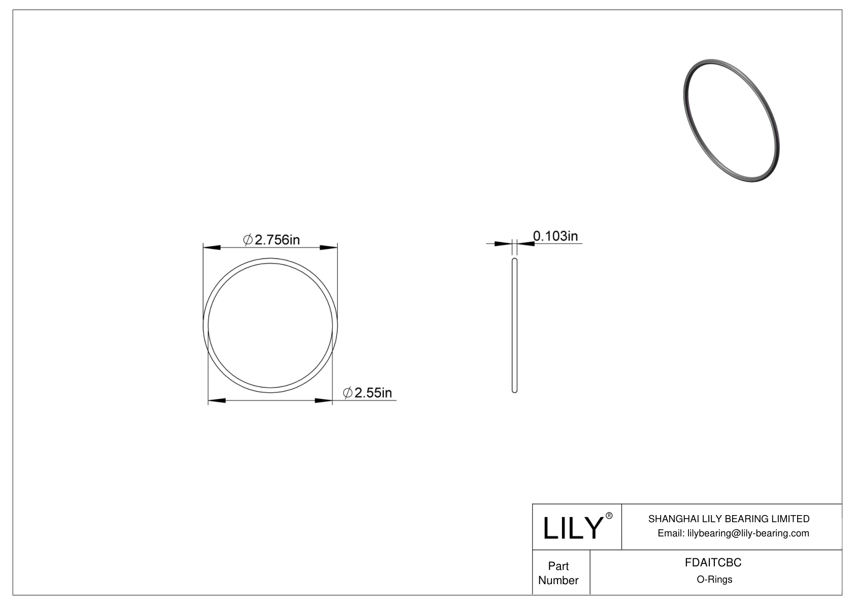 FDAITCBC Oil Resistant O-Rings Round cad drawing