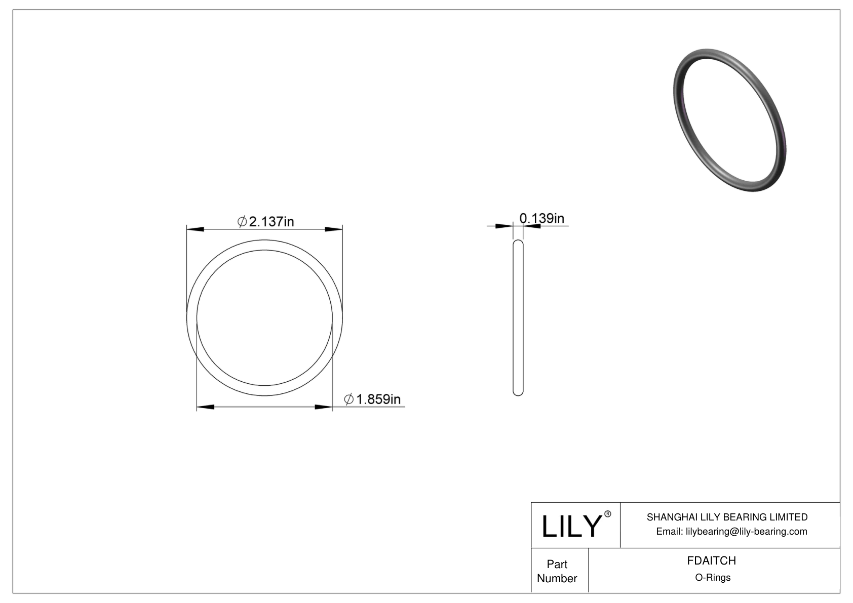 FDAITCH Oil Resistant O-Rings Round cad drawing